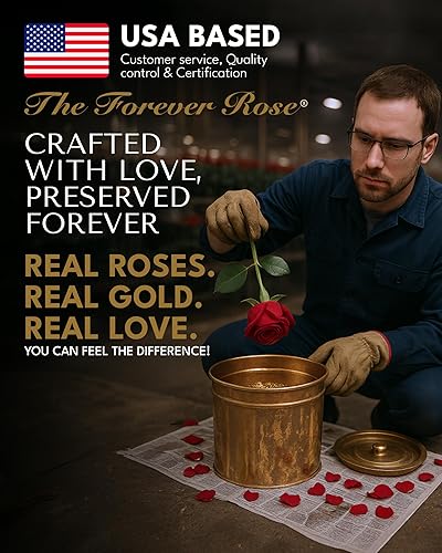 Miniatura 3 de Forever Rose Sumergido a mano en oro de 24 quilates, piedra natal de enero inspirada en granate con destellos, rosa real en caja de regalo de oro de