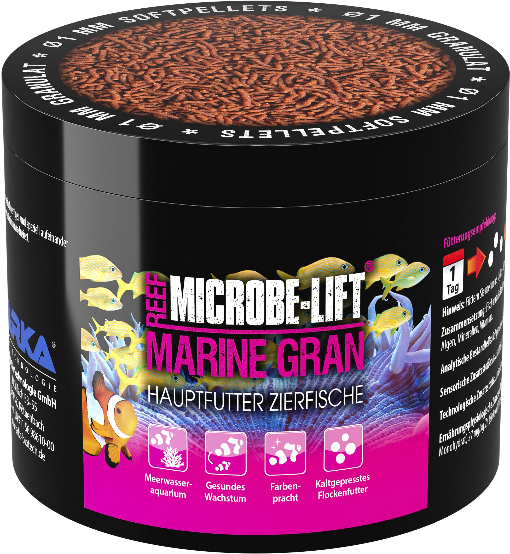 MICROBE-LIFT Marine Gran alimento completo para todos los peces de cualquier acuario de agua salada, 500 ml / 300 g
