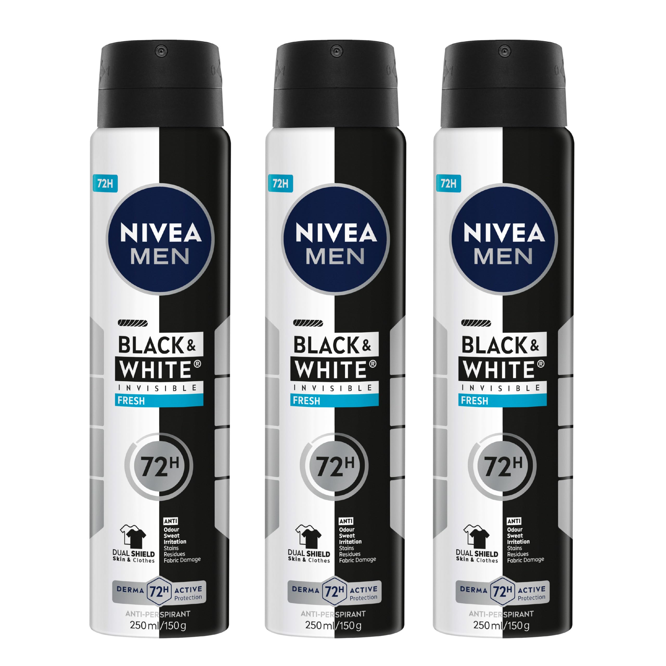 NIVEA MEN Black & White Invisible Fresh Anti-Perspirant Aerosol Deodorant 250ml