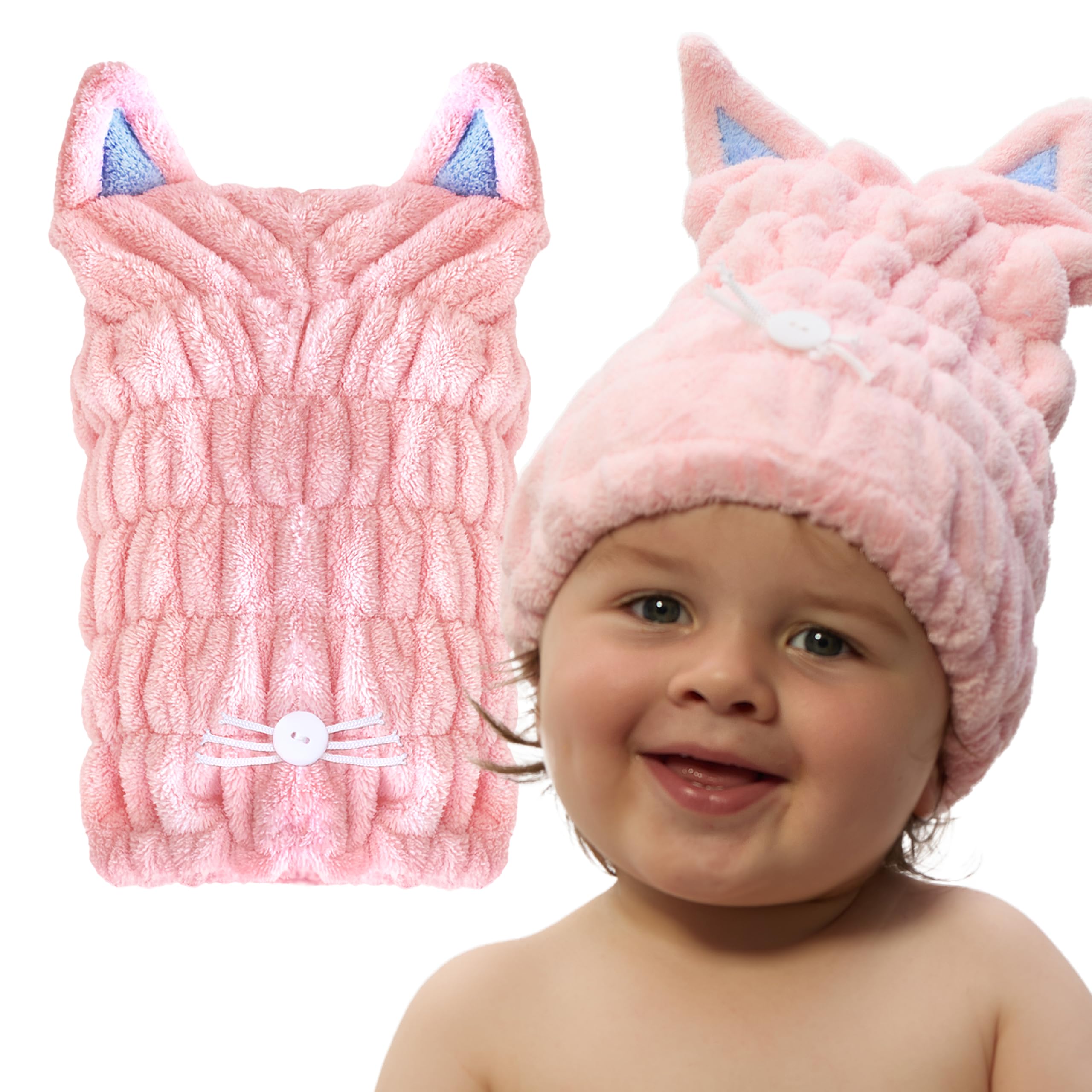 GLOV Children's Hair Drying Turban Soft Absorbent Cozy Head Wrap for Bath Time and Pool Play Fun Superhero Experience Youth Hair Care Bath Accessories Drying Solution