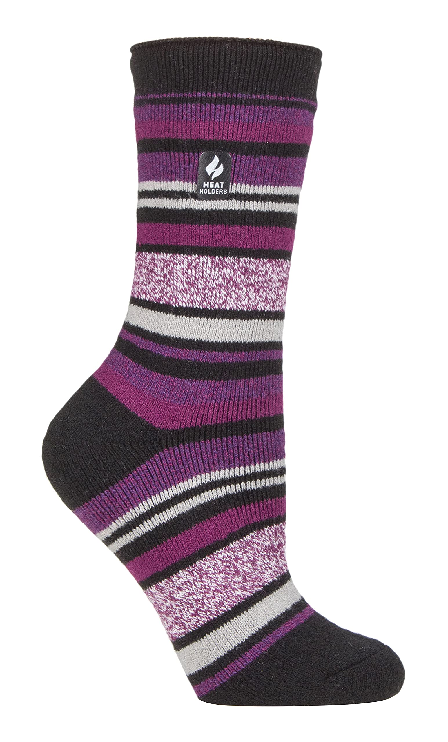 HEAT HOLDERS Lite - Womens Insulated Thermal Socks | Multiple Designs Including Argyle Stripes Hearts Stars | Warm Socks for Winter (4-7, Black (Antalya))