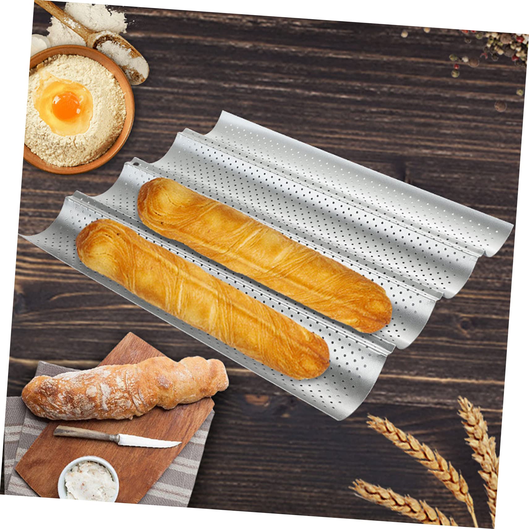 Teglia da Forno in Acciaio al Carbonio Pane Francese per 4 Scanalature