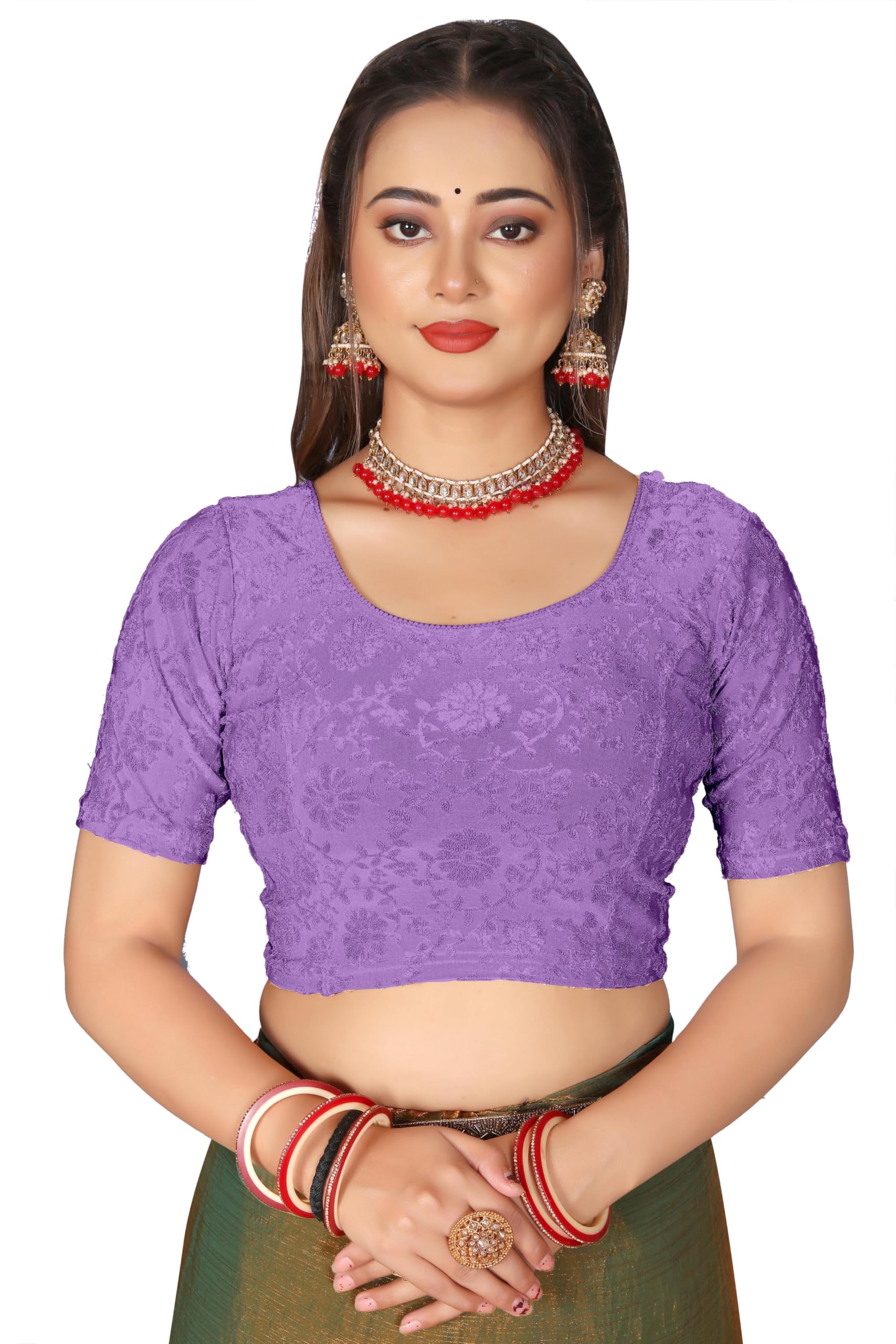 SEEANS Blusa elástica de tela de poliéster para mujer