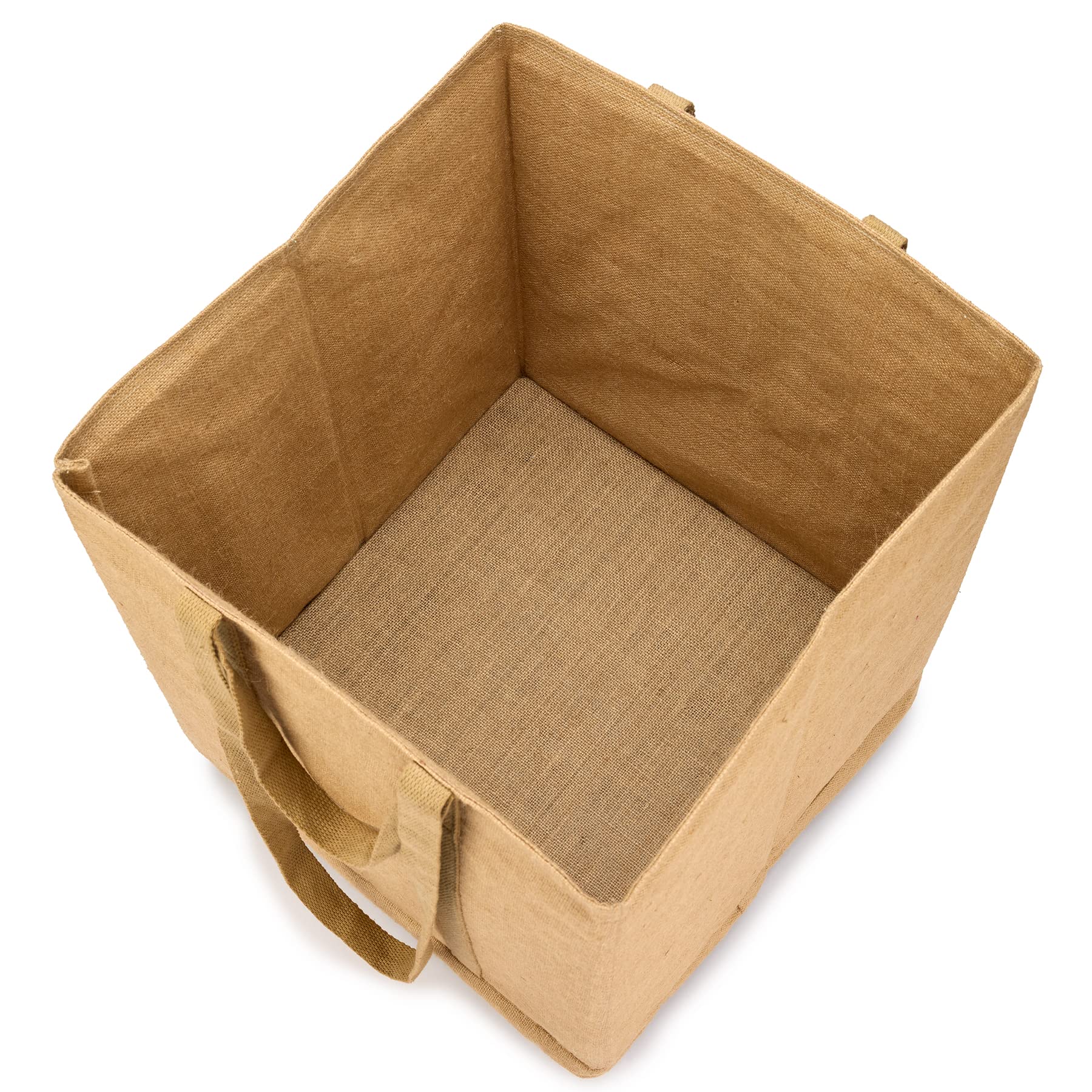Cesta de tela de yute natural con ruedas giratorias, 45 x 45 x 50 cm, 100 litros, bolsa para troncos, Rengement en casa