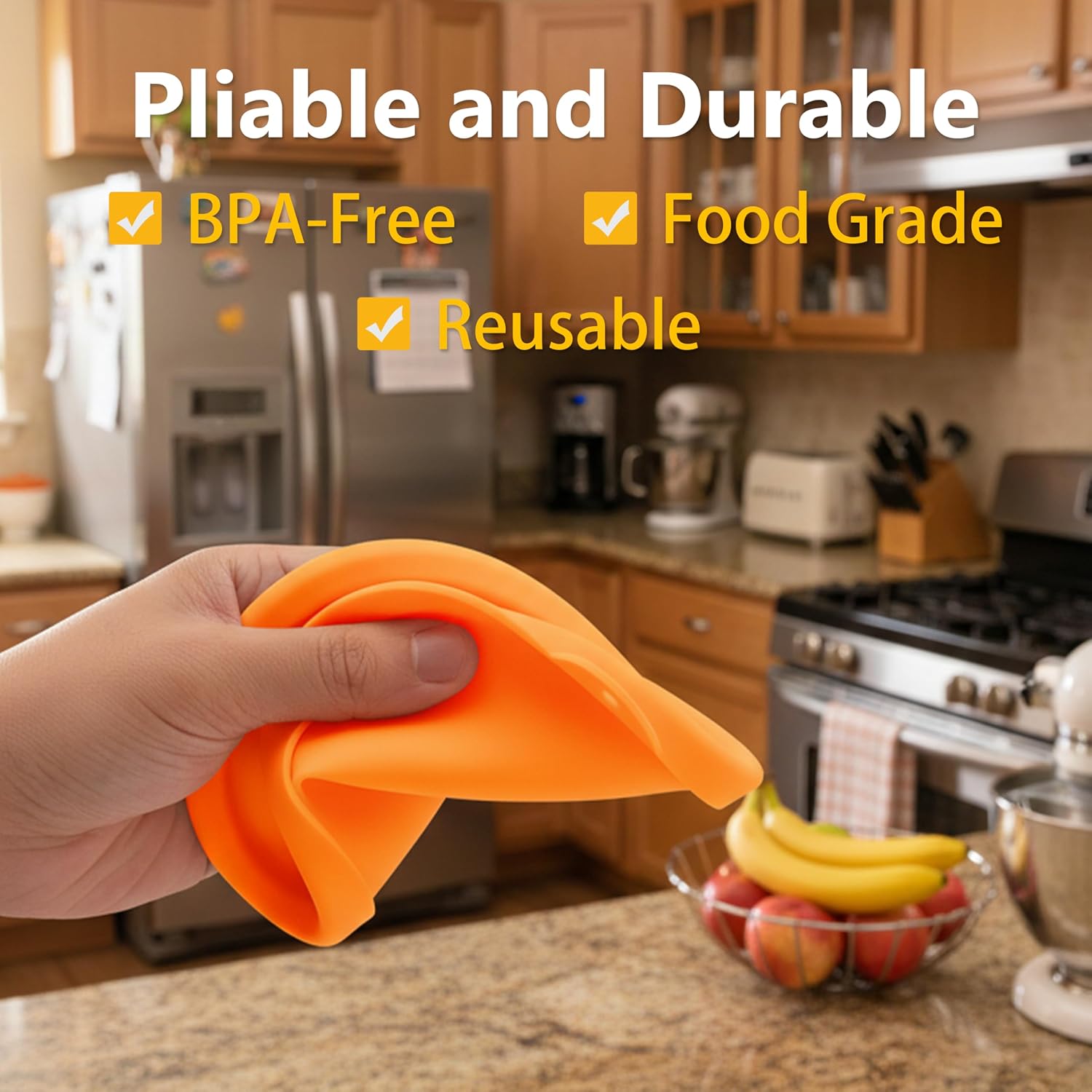 2 Cup Silicone Replacement Lids Storage Cover for Anchor Hocking Glass Bowls (Container not Included) 4 Pack Microwave, Dishwasher and Freezer Safe
