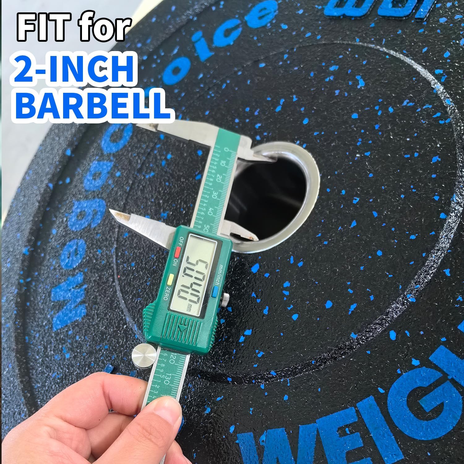 Gummi-Bumper-Plate für Krafttraining – 2 Zoll Gewichtsscheibe mit Stahlkern, farbcodiert für Powerlifting, Fitnessstudio & Home Gym – Passend für olympisch Barbell, 45 lbs (20,4 kg)