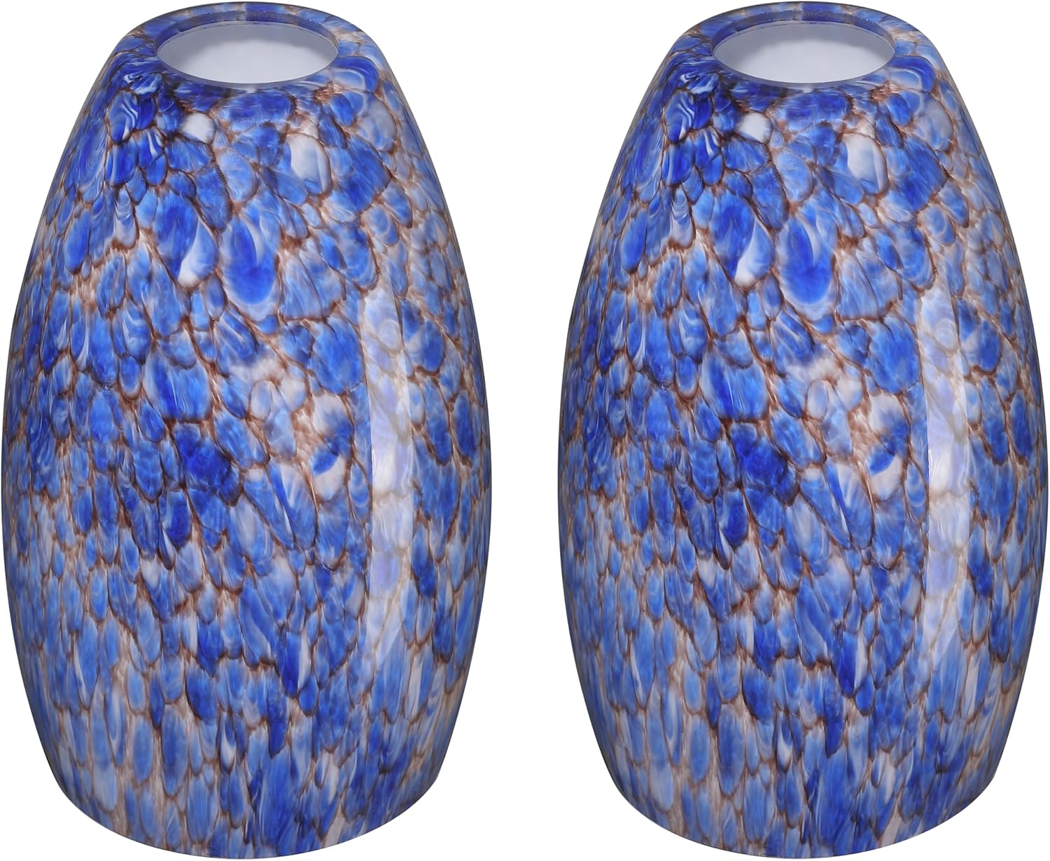 4.7 Inch Oval Art Glass Lamp Replacement Pendant Lamp Shade,Ceiling Fan Chandelier Globes Shade Light Covers Fixture for Kitchen Island Pendant Light Light Fixtures (Speckled Blue Glass 2 Pack) Replacement Shade 2 Pack Speckled Blue