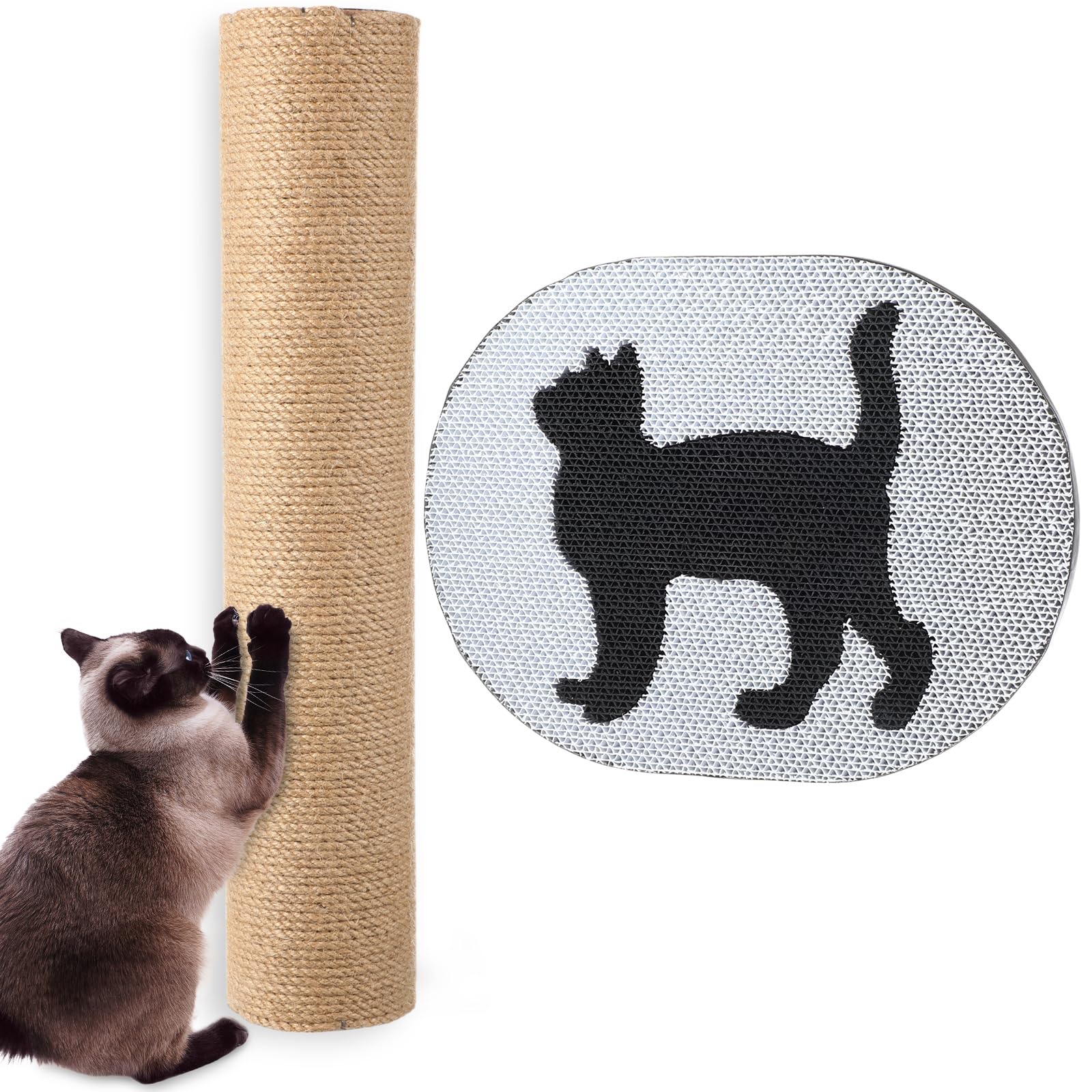 CroBlissful 2 Pcs Wall Mounted Cat Scratcher 16 Inches Sisal Rope Scratching Post Cat Wall Scratcher Cardboard Cat Scratch Pad Furniture Protector for Indoor Kittens Scratch Climbing with Screws