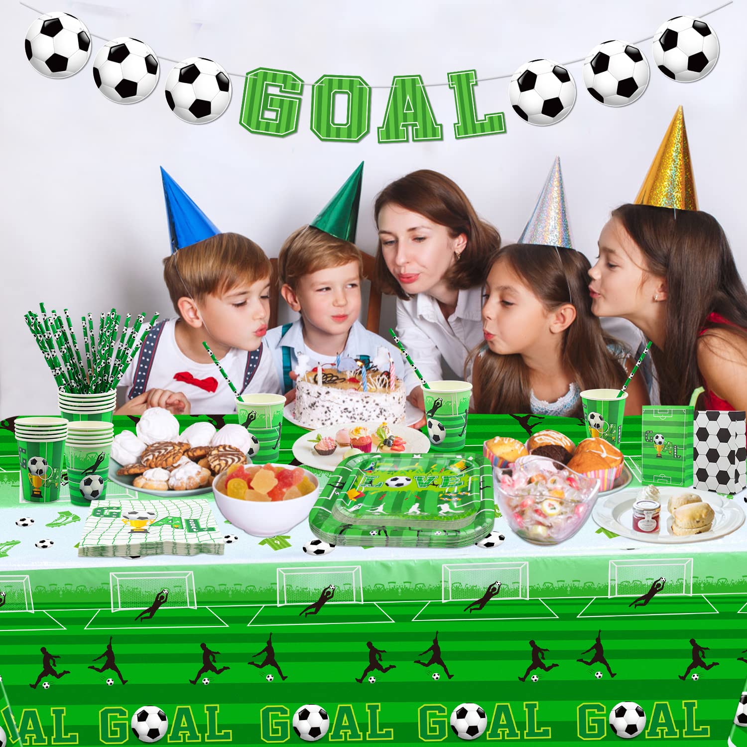 Kit Completo Decorazioni Festa Calcio - Piatti, Bicchieri, Tovaglioli, Tovaglia E Bandiera - Tema Calcetto - Foto 9