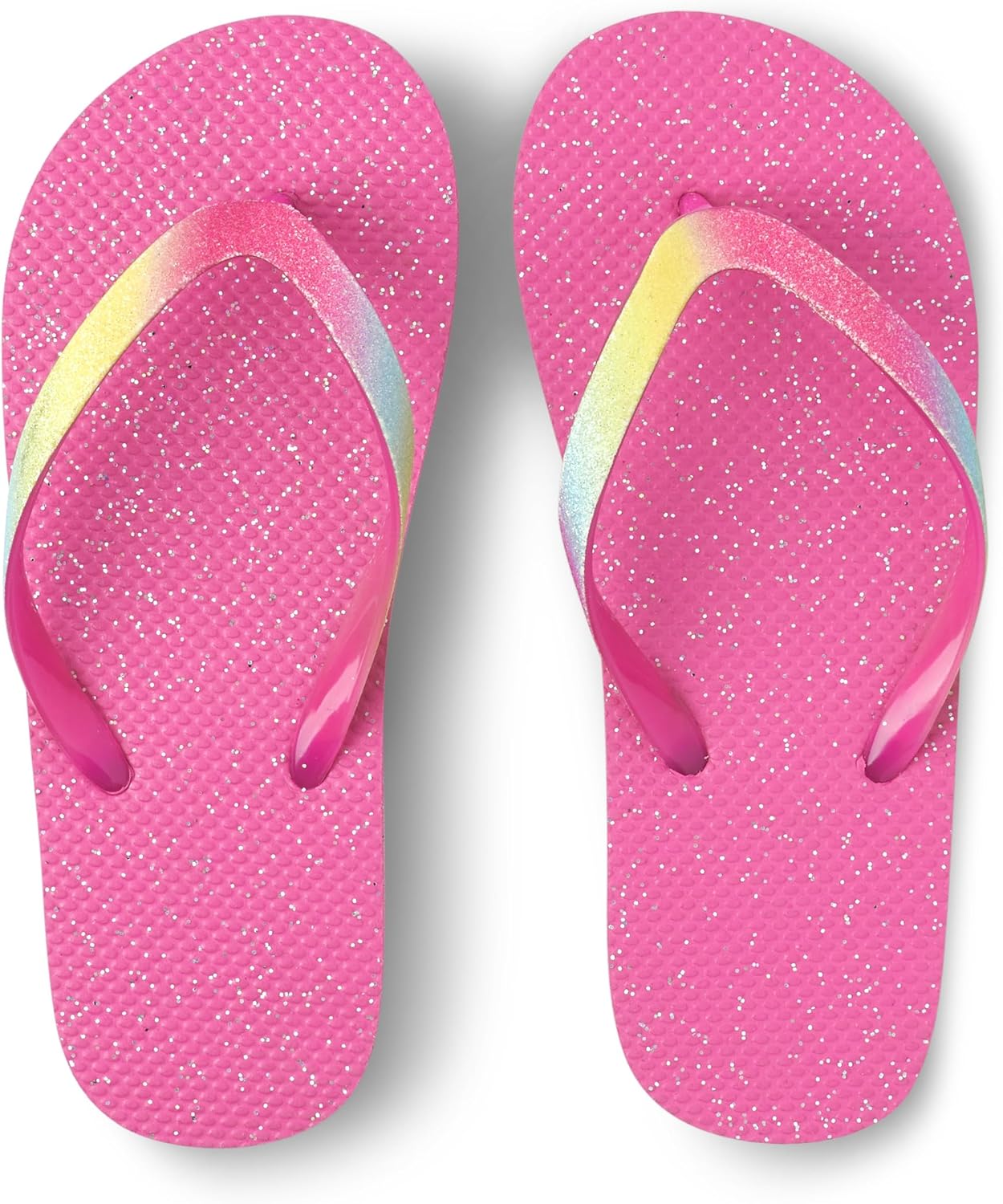 The Children's Place Girls Everyday Flip Flops, Pink Multi Glitter, 5-6 Big Kid