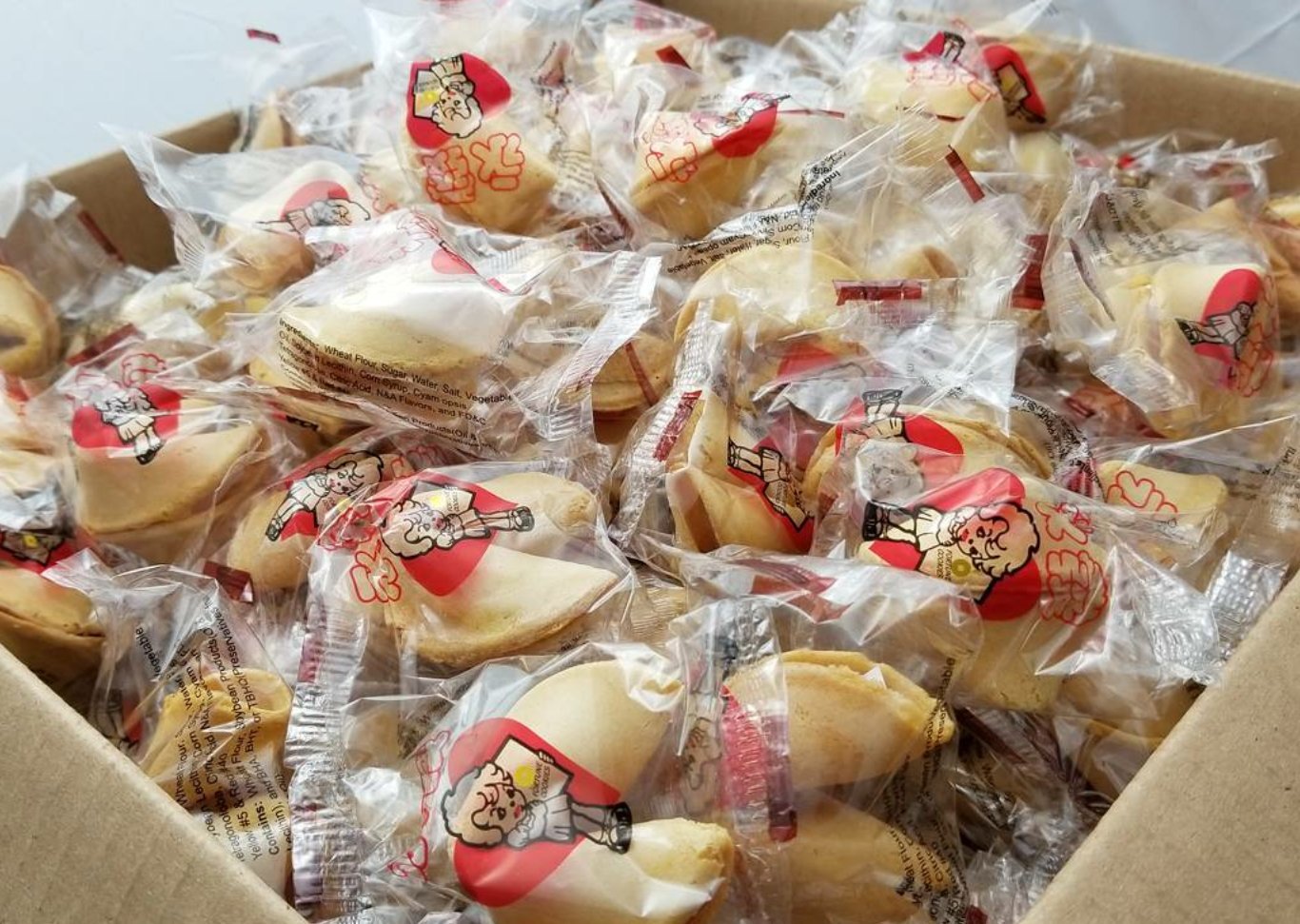WIN FAR Chinese/Japanese 400 pcs Bonus Pack Fortune Cookies Candy Fresh Single Wrap, vanilla, 1 Count