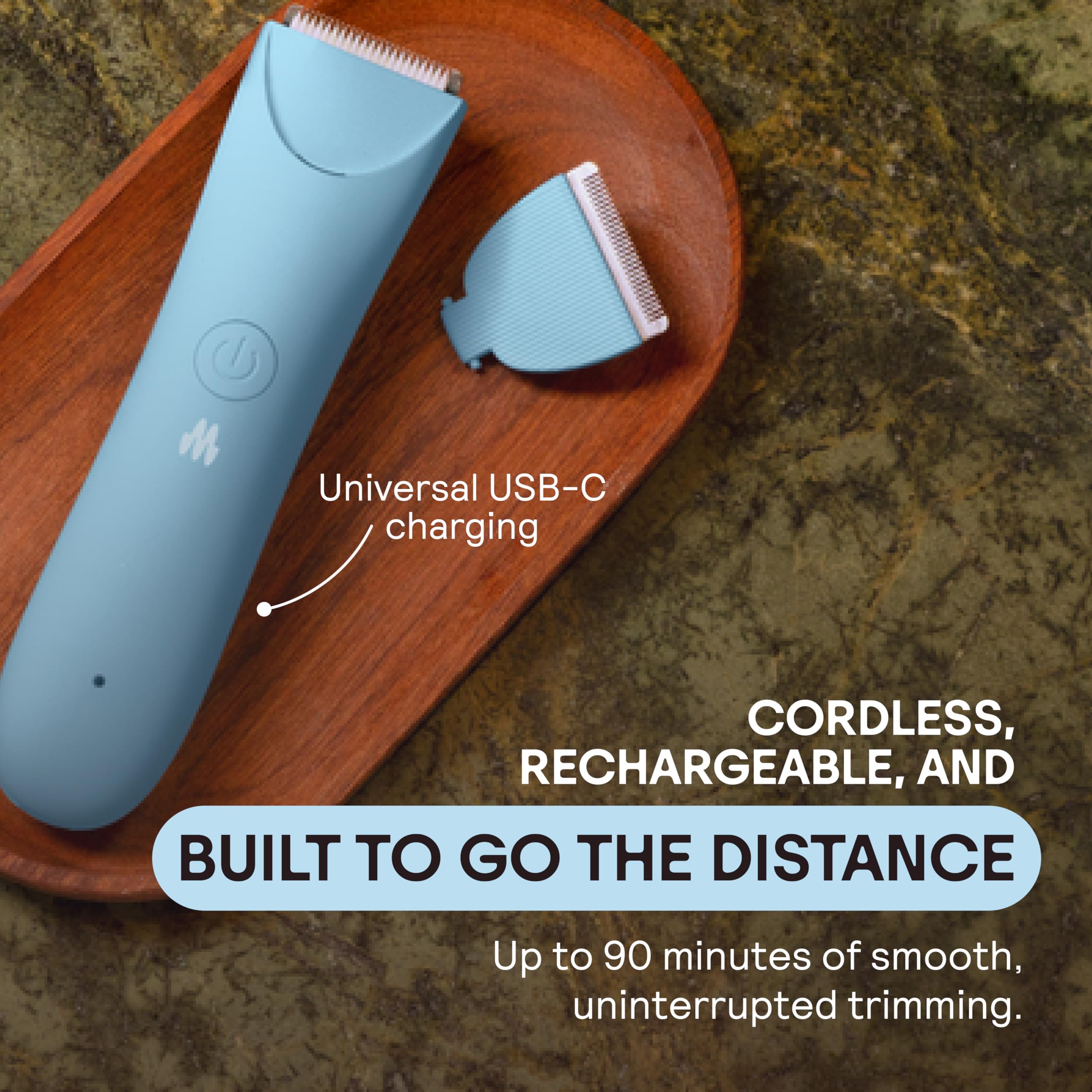 Meridian Recortadora más delgada, recortadora de vello púbico y corporal, depilación de bikini, sin rasguños, quemaduras de afeitar, sin encarnados, diseño ergonómico, tecnología húmeda/seca, foco LED