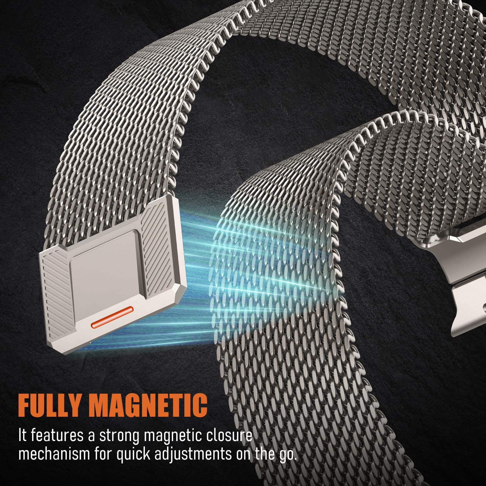 Milanaise Magnetic Ersatzarmband für Apple Watch Ultra 3/2 Armband 49mm 46mm 45mm 44mm 42mm 41mm 40mm 38mm Herren,Milanese Loop Edelstahl Metall Verbinder Band für iWatch 11 10 9 8 7 6 5 4 3 SE 3/2