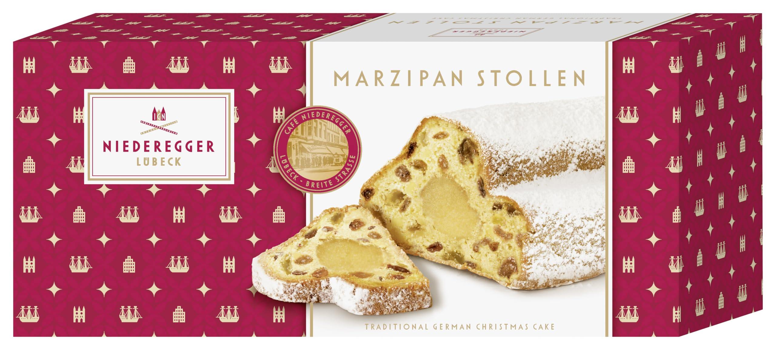 Niederegger Stollen Cake Gâteau Stollen de Noël en Massepain Traditionnel 750 g