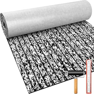 Duraaamo Boat Flooring EVA Foam 157"/ 118" x 47" Boat Decking Non Slip Marine Self Adhesive Carpet with Roller Ruler for Kayak Yacht Motorboat