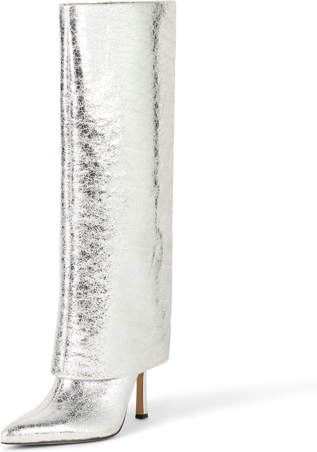 The Drop Women's Jolene Fold Over Tall Boot Classic 8 Silver Crackle