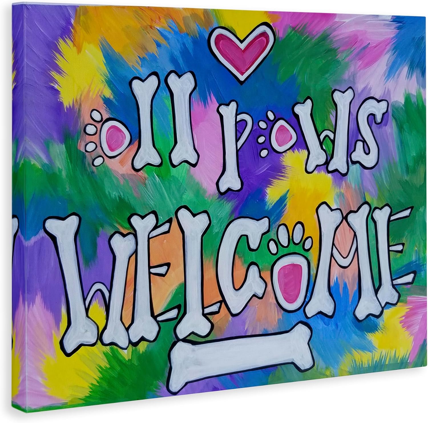 Stupell Industries 'All Paws Welcome Phrase'| Canvas Art | Stupell Industries | 30 x 24 Inches, Easy to Hang and Sturdy, Made in USA, by Nettie Price