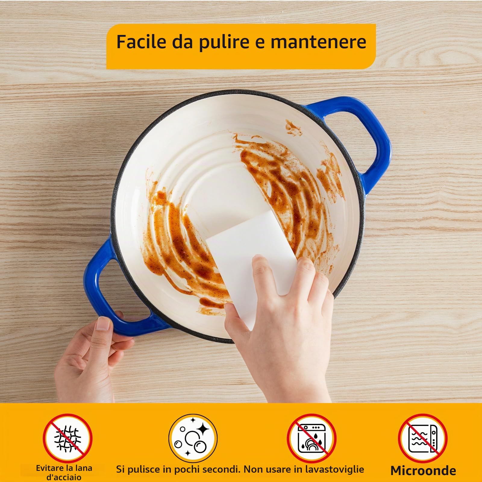 Velaze Pentola in Ghisa Smaltata 4.8L - Forno Olandese per Pane Rotondo Ø24cm con Coperchio Antiaderente, per Induzione (Blu)