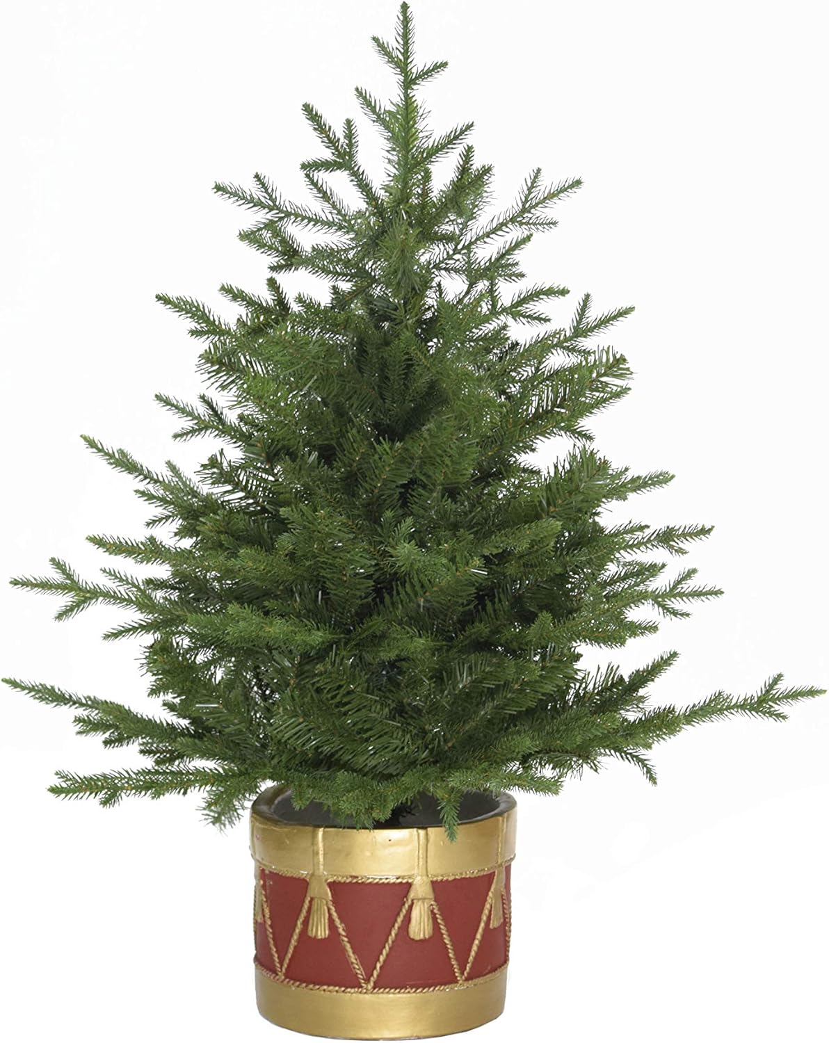 Fraser Hill Farm 4.0-Foot Prelit Potted Pine Christmas Tree in Decorative Pot, White Incandescent Lights