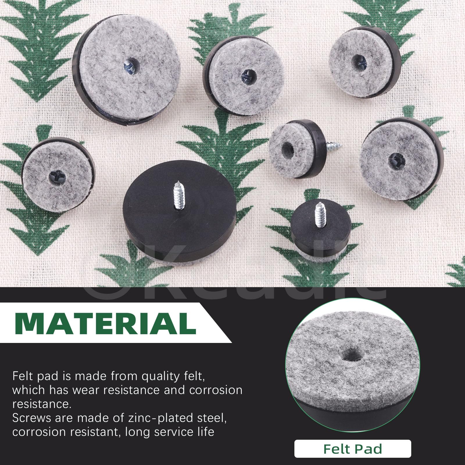 Lot De 20 Patins Pour Meubles En Plastique 20 Mm De Feutre Avec Vis G001