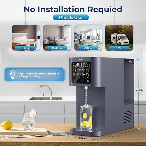 Miniatura 9 de TOKIT Filtro de agua de ósmosis inversa T1 para encimera, dispensador doble UV de agua fría y caliente, refrigeración de 41.0 F y calefacción