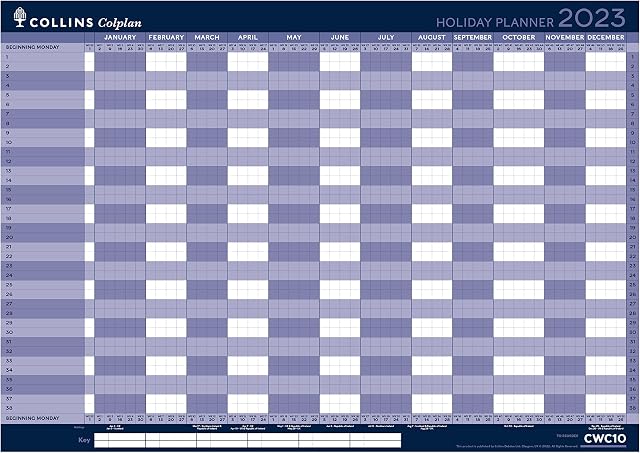 Collins Colplan A1 Yearly Holiday Wall Planner 2023 - (CWC10-23)