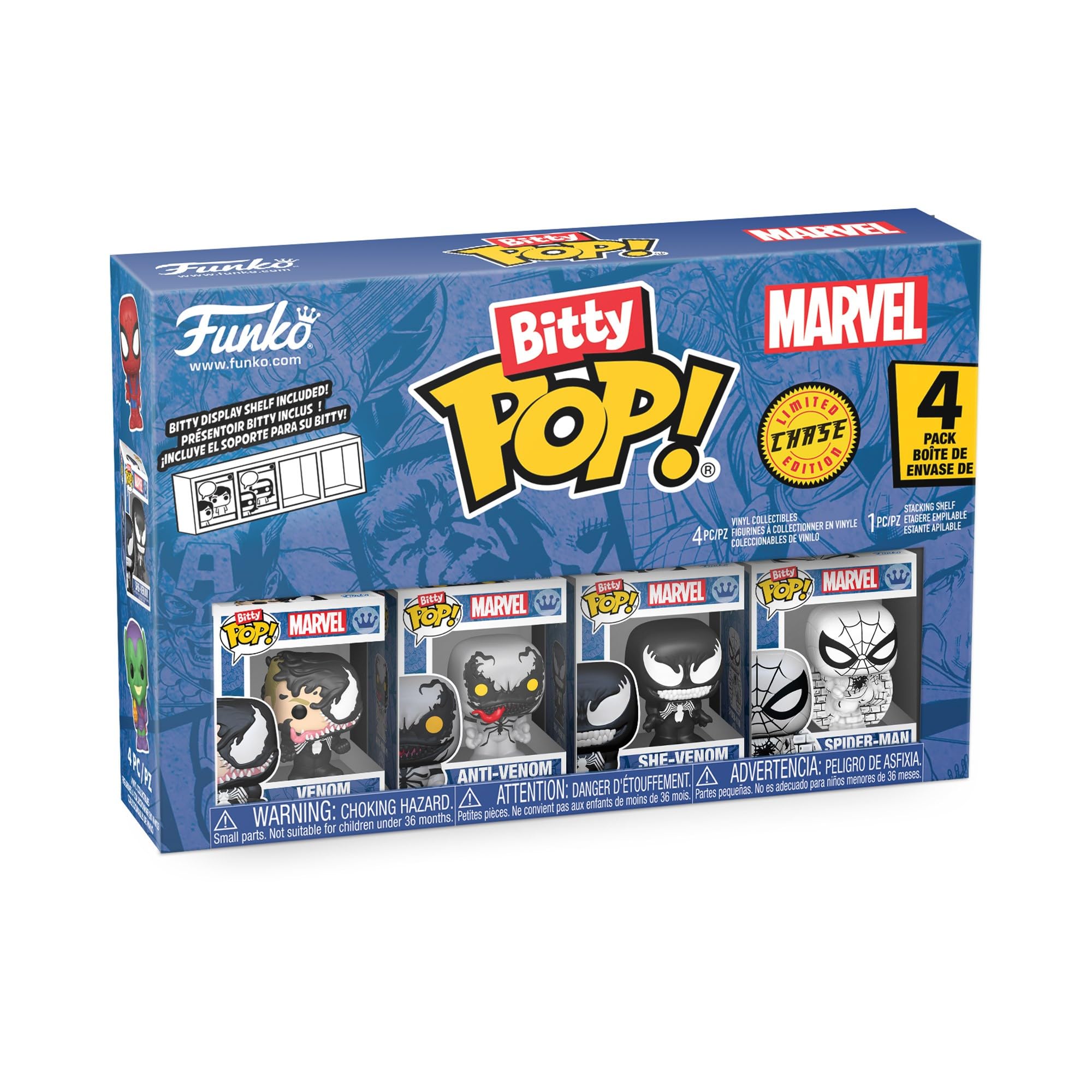 Funko Pop! Bitty: Spider-Man - Venom, Anti-Venom, She-Venom, and Mystery Chase Figure - 0.9 Inch (2.2 Cm) - Marvel Comics Collectable - Stackable