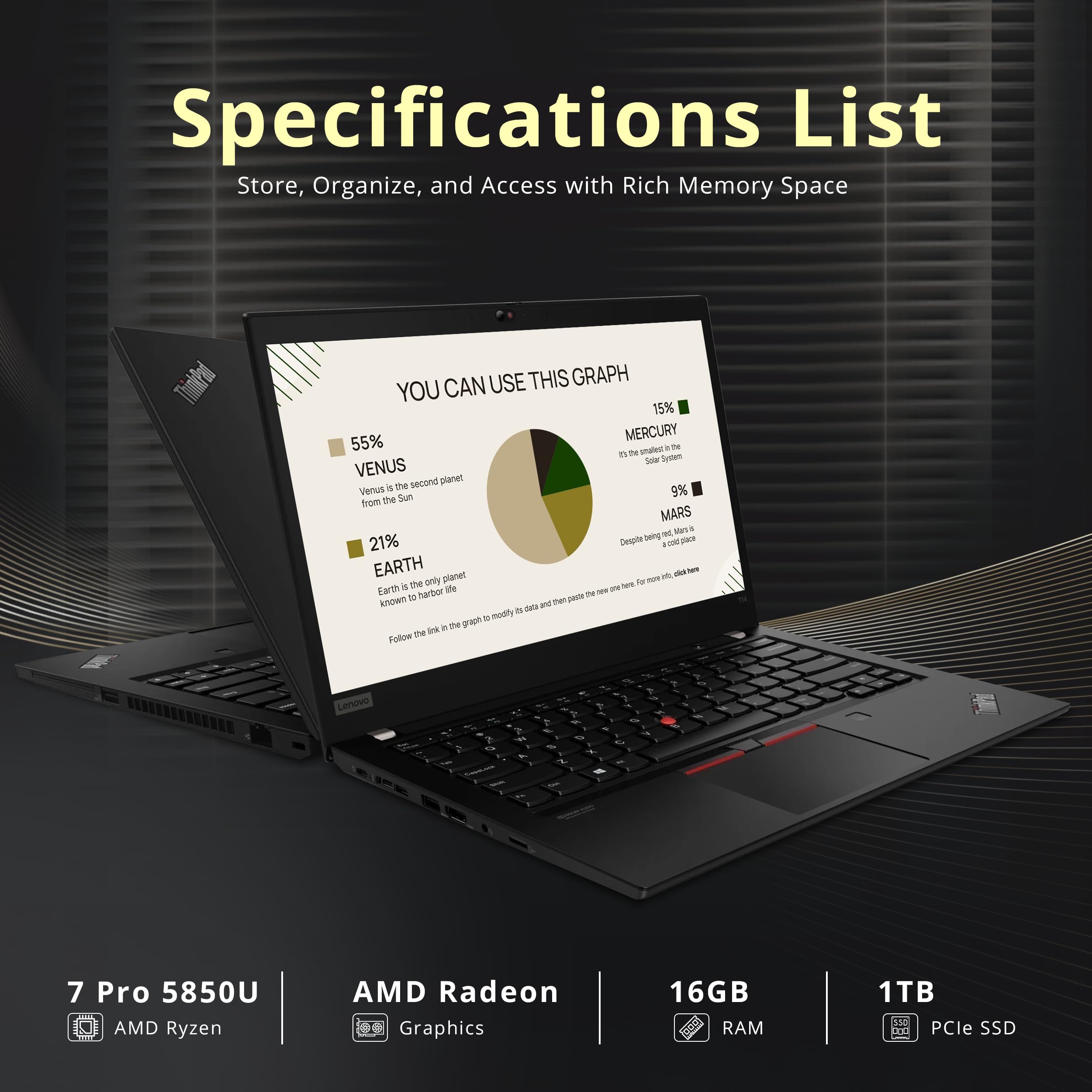 Lenovo ThinkPad T14 Gen 2 Business Laptop, 14