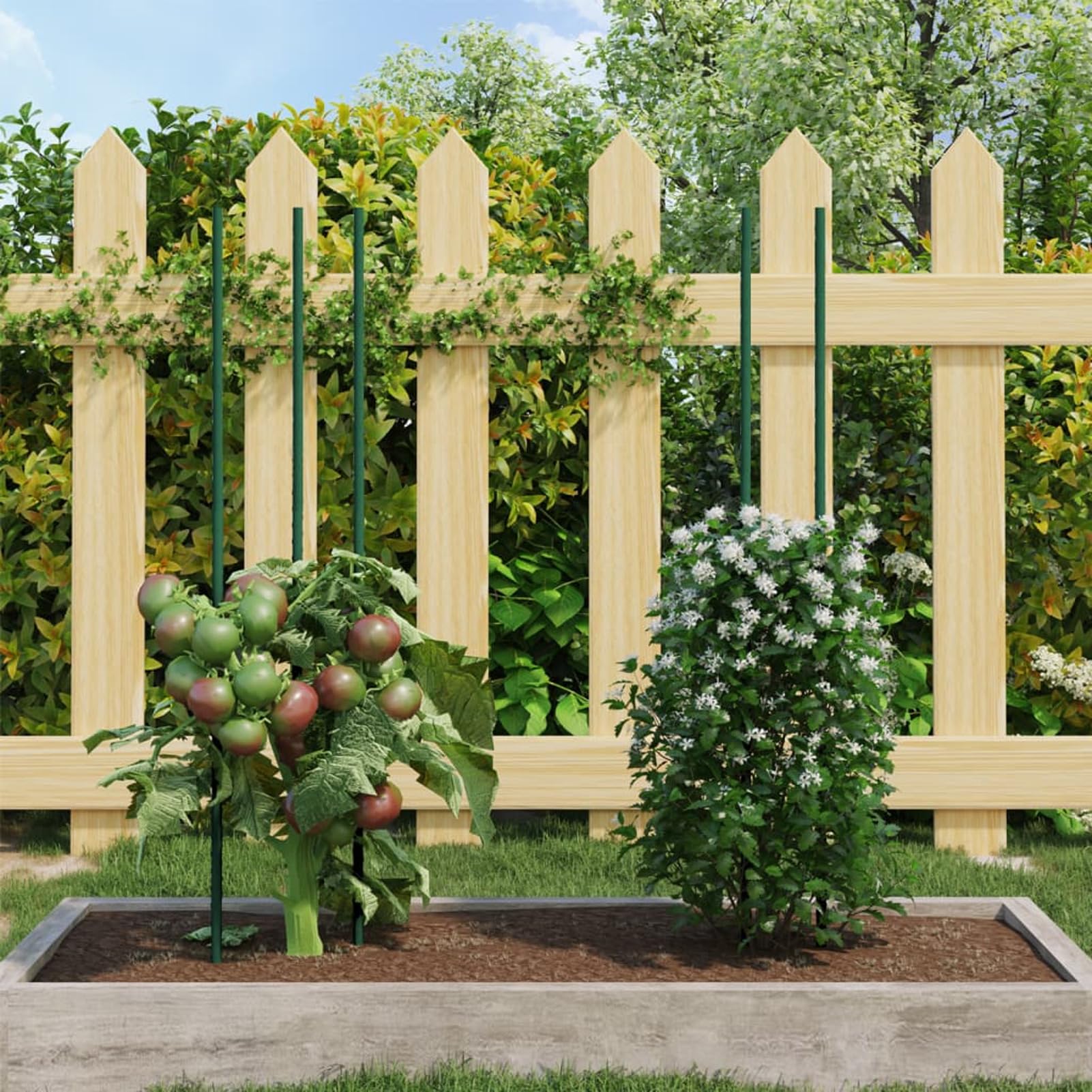 Tutores para Plantas 30 Unidades - Soportes de Acero Verde para Tomates, Pepinos y Enredaderas - Estacas Resistentes para Macetas y Jardín