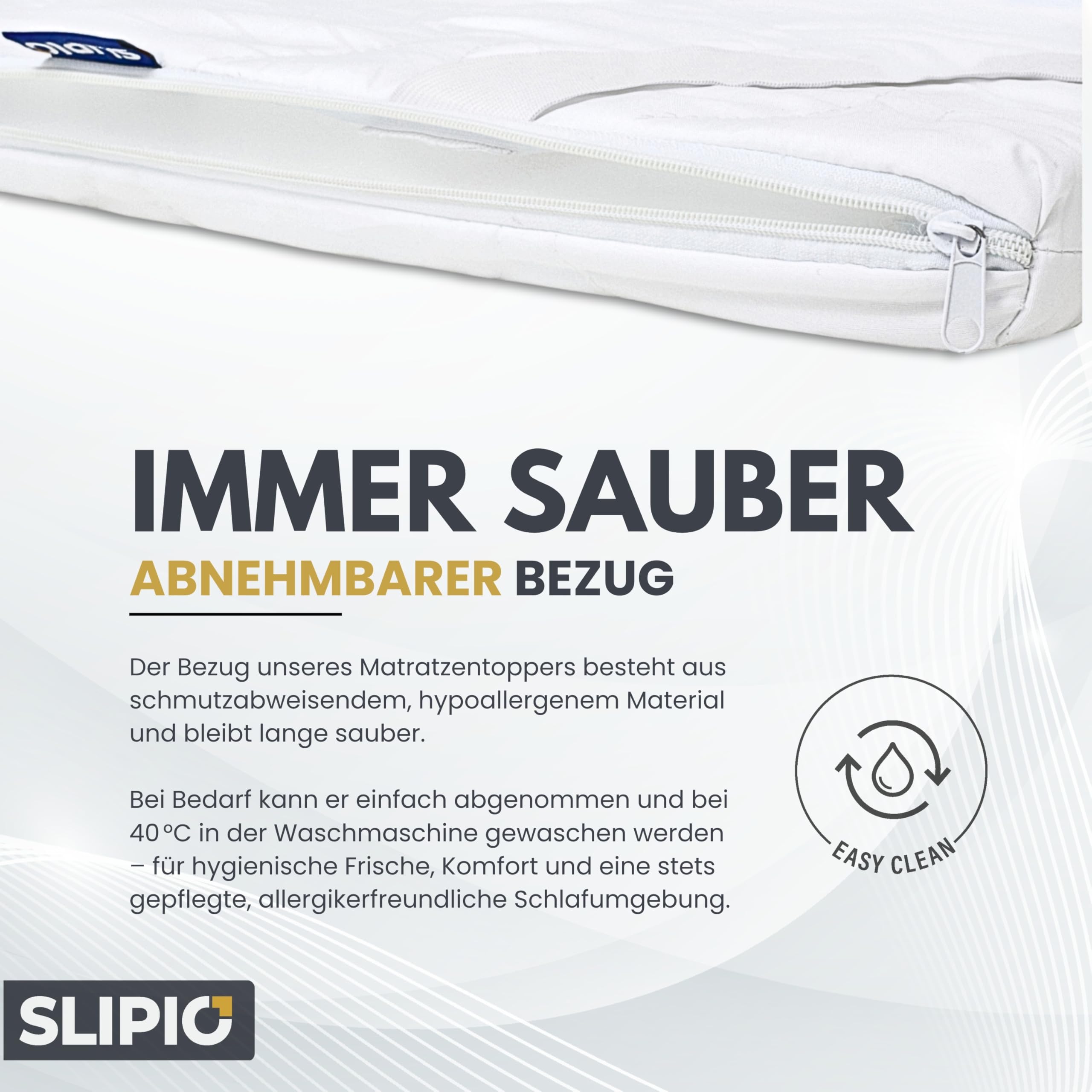 Surmatelas 140 x 180 cm - 6 cm de haut - Massage ergonomique profilé 5 zones - Adaptation optimale au corps - Housse respirante et lavable en machine - Surmatelas hypoallergénique