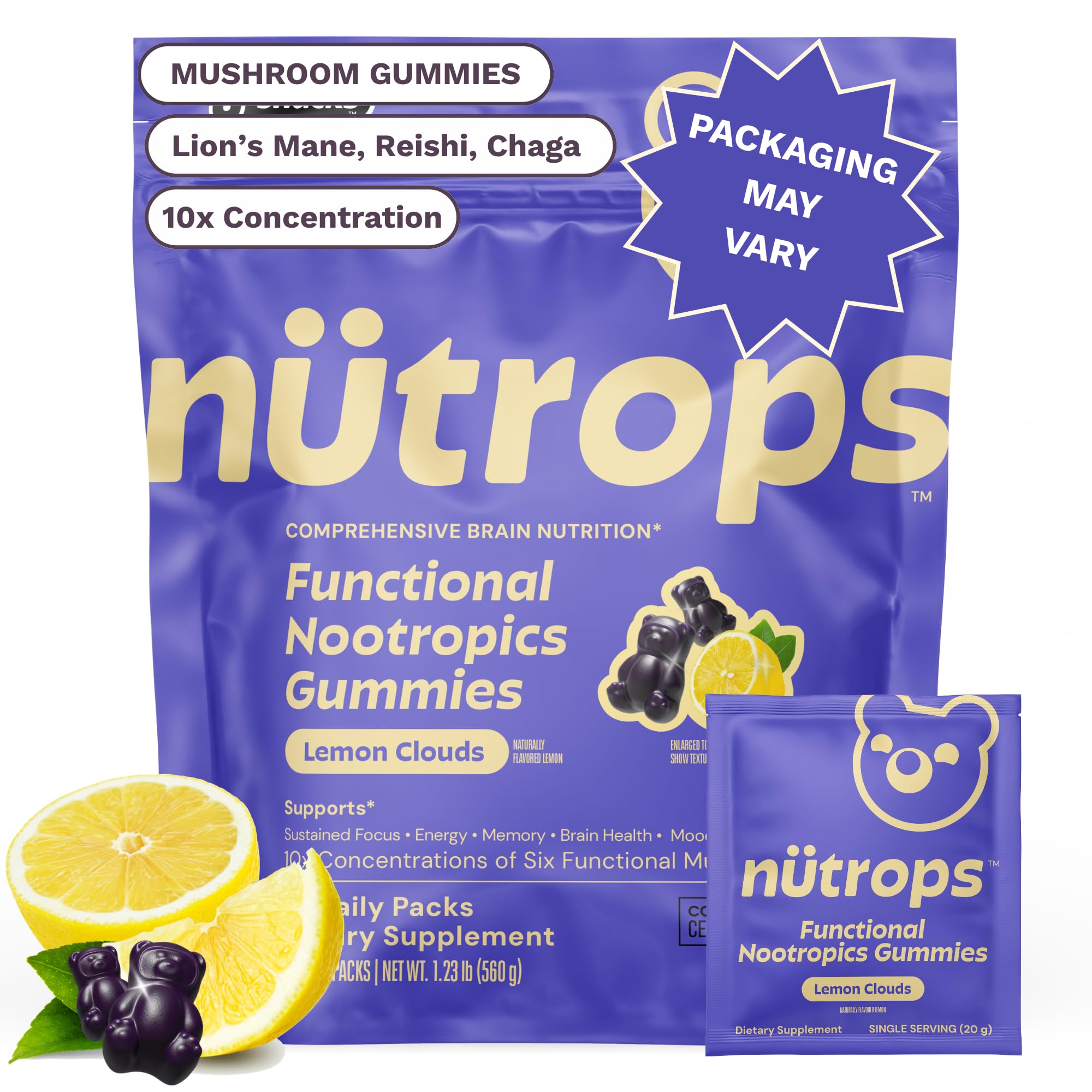 Grüns Suplemento de Cogumelos com Blend de 1.000 mg, 28 gomas