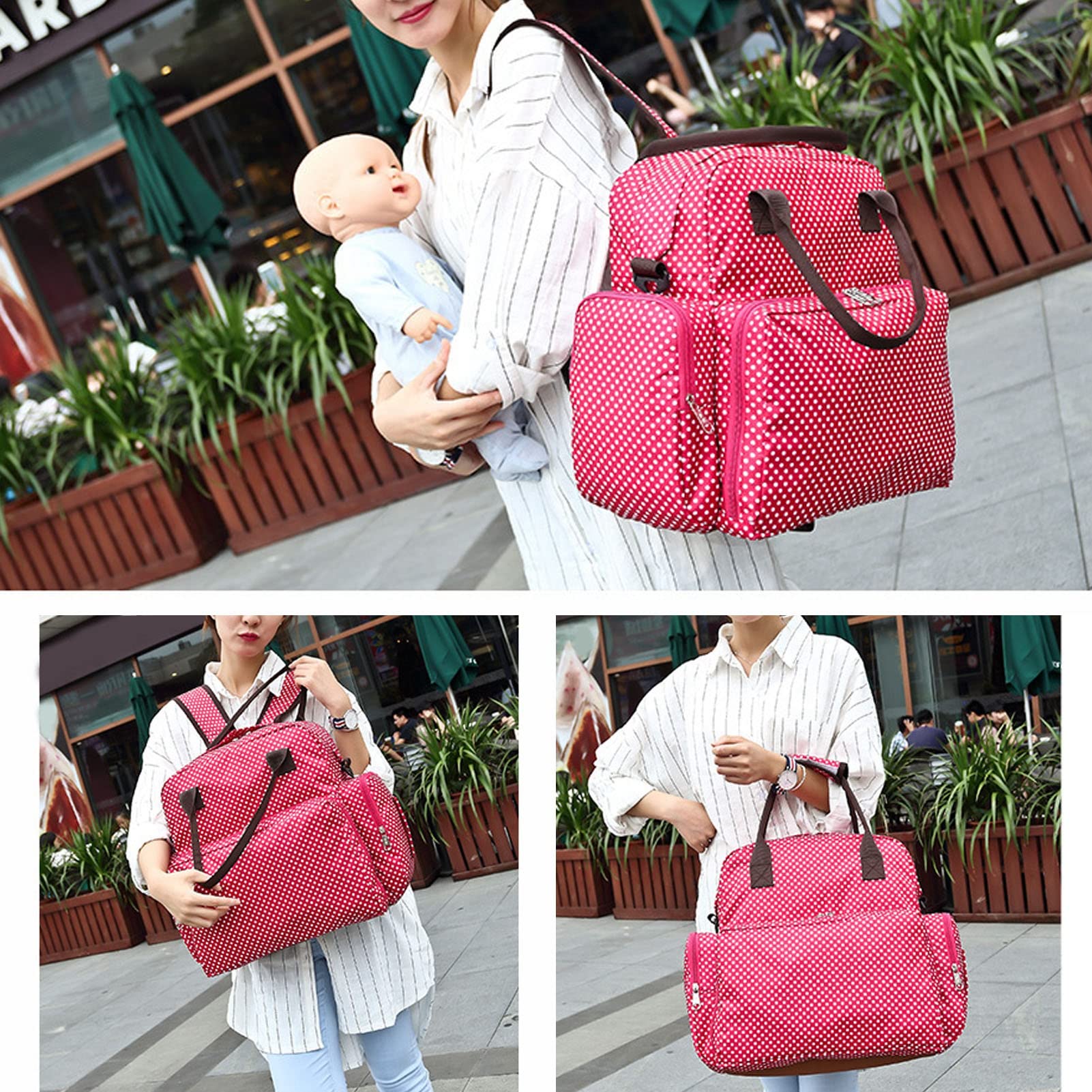 Bolsa Plegable para Cuna Gran Capacidad Dise ñ o con m ú ltiples compartime (Roja)
