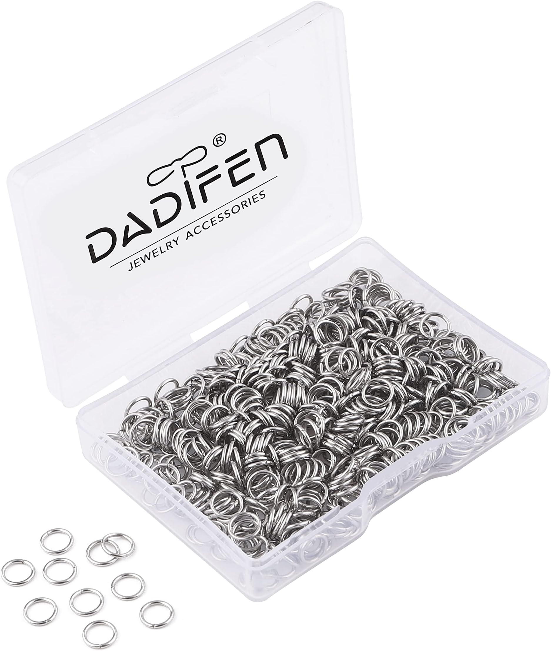 600pcs 304 Stainless-Steel Jump Rings for Jewelry Making Supplies - Silver Open Rings 21Gauge 6mm Boxed Jewelry Findings for DIY Bracelet Earrings Necklace Connectors