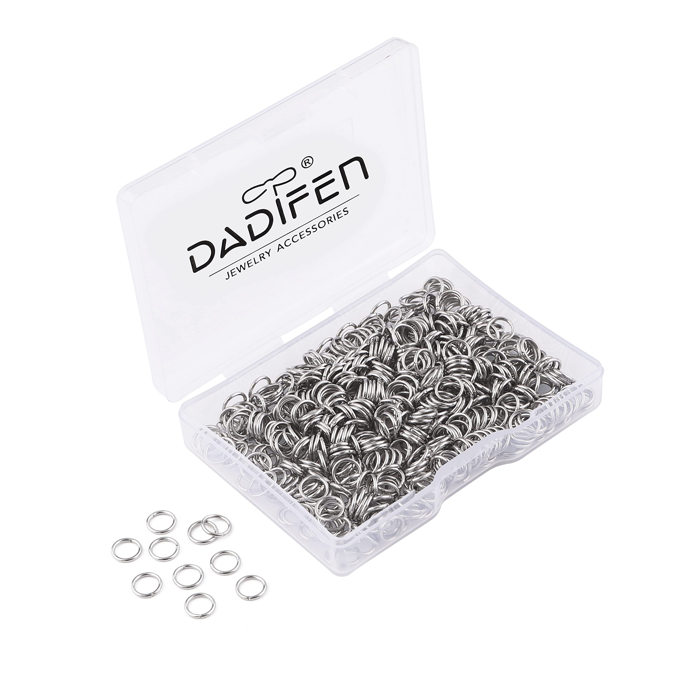 600pcs 304 Stainless-Steel Jump Rings for Jewelry Making Supplies - Silver Open Rings 21Gauge 6mm Boxed Jewelry Findings for DIY Bracelet Earrings Necklace Connectors