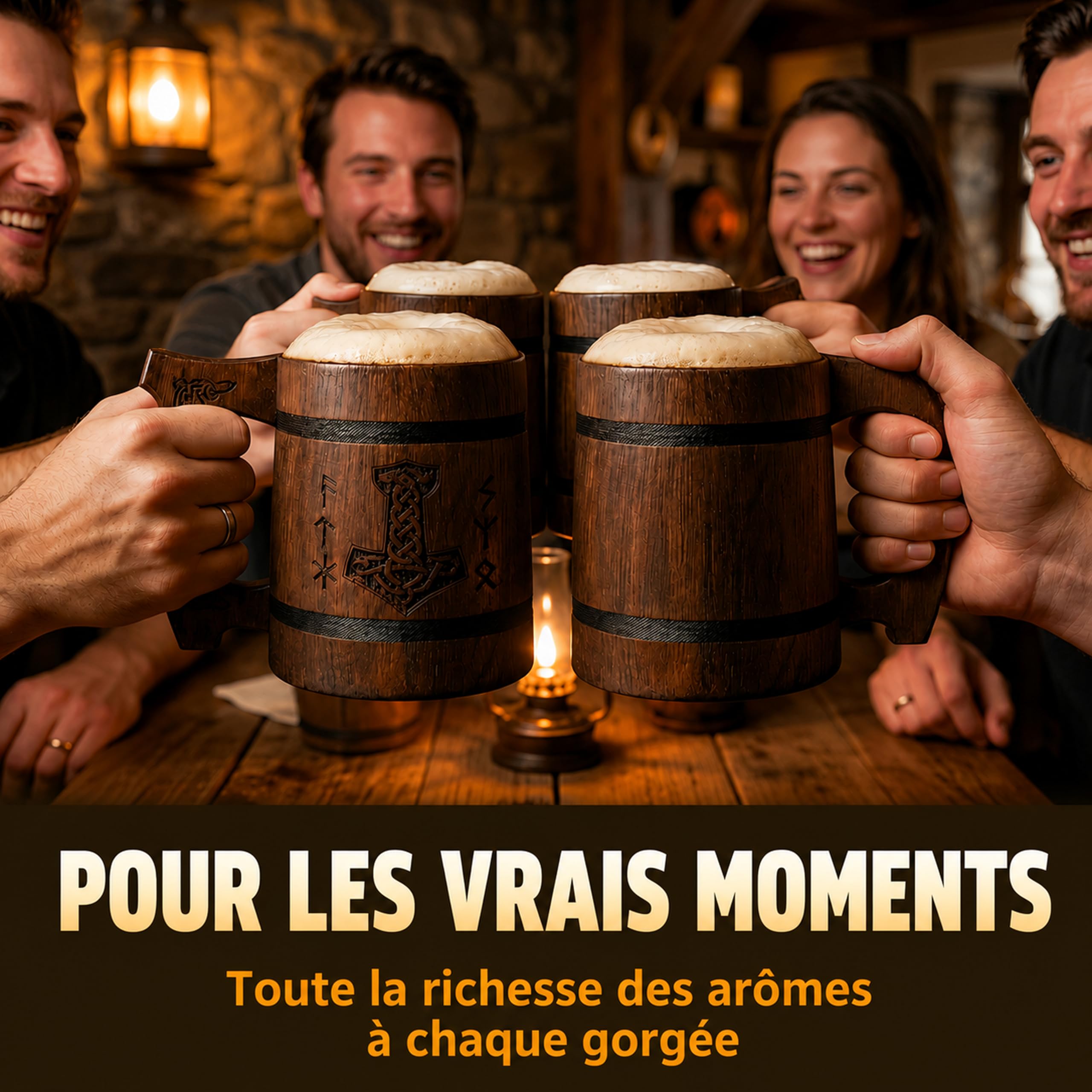 TESLYAR 0.6 Chopé Bière | Cadeau Biere | Tasse Viking | Choppe Viking | Cadeau Pour Noël | Cadeau Pour Homme | Chope à Bière | Choppe Biere | Viking Tasse | Verre Viking | Thor