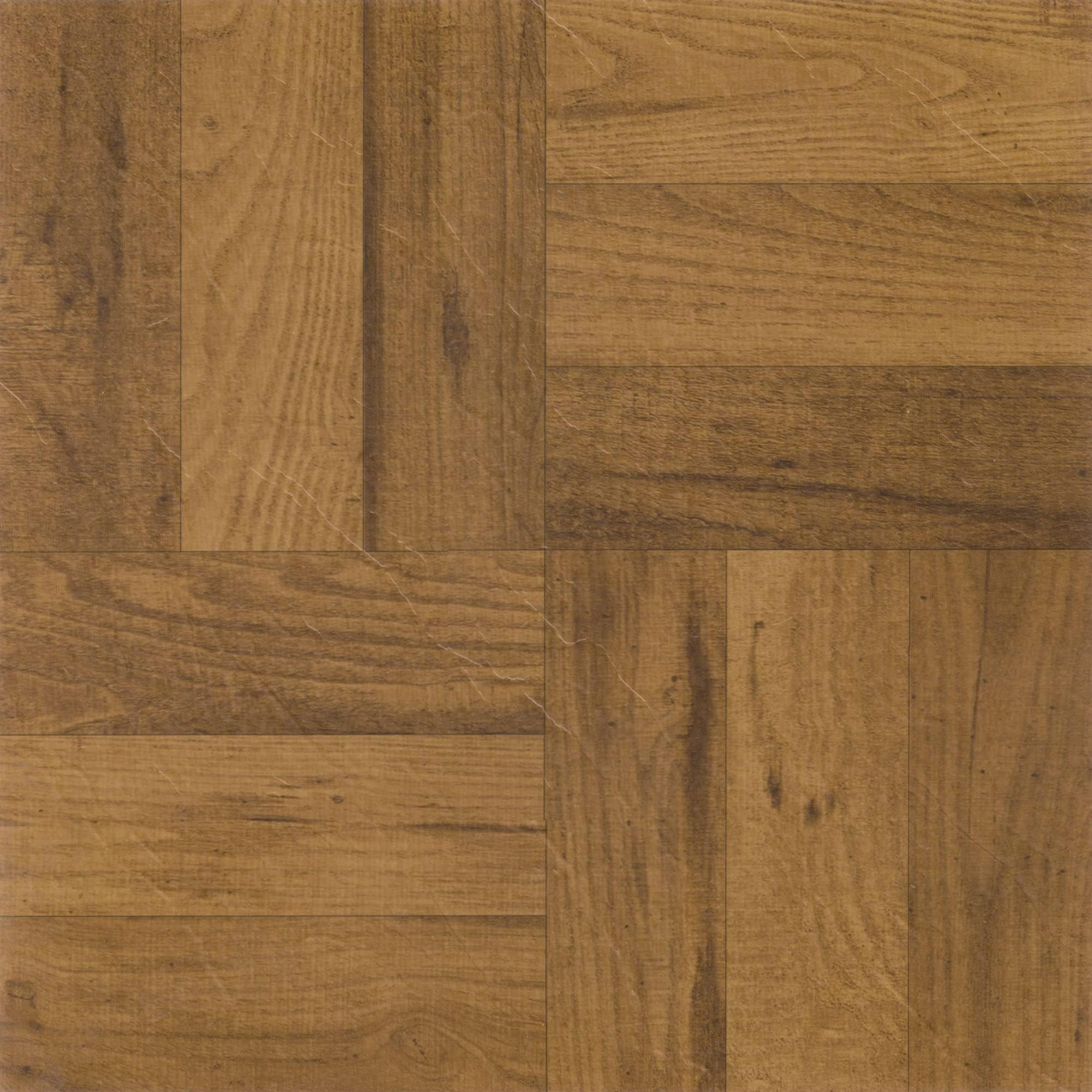 Home Furnishings Ftvwd22520 Nexus 12-Inch Vinyl Tile, Wood 3 Finger Medium Oak Parquet, 20-Pack