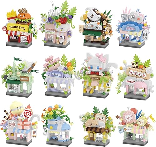 Miniatura 7 de Conjunto de Bloques Micro de Construcción de Tienda de Juguetes de Vista de Calle de la Tienda de Jugo, Mini Edificio para Decoración del Hogar,