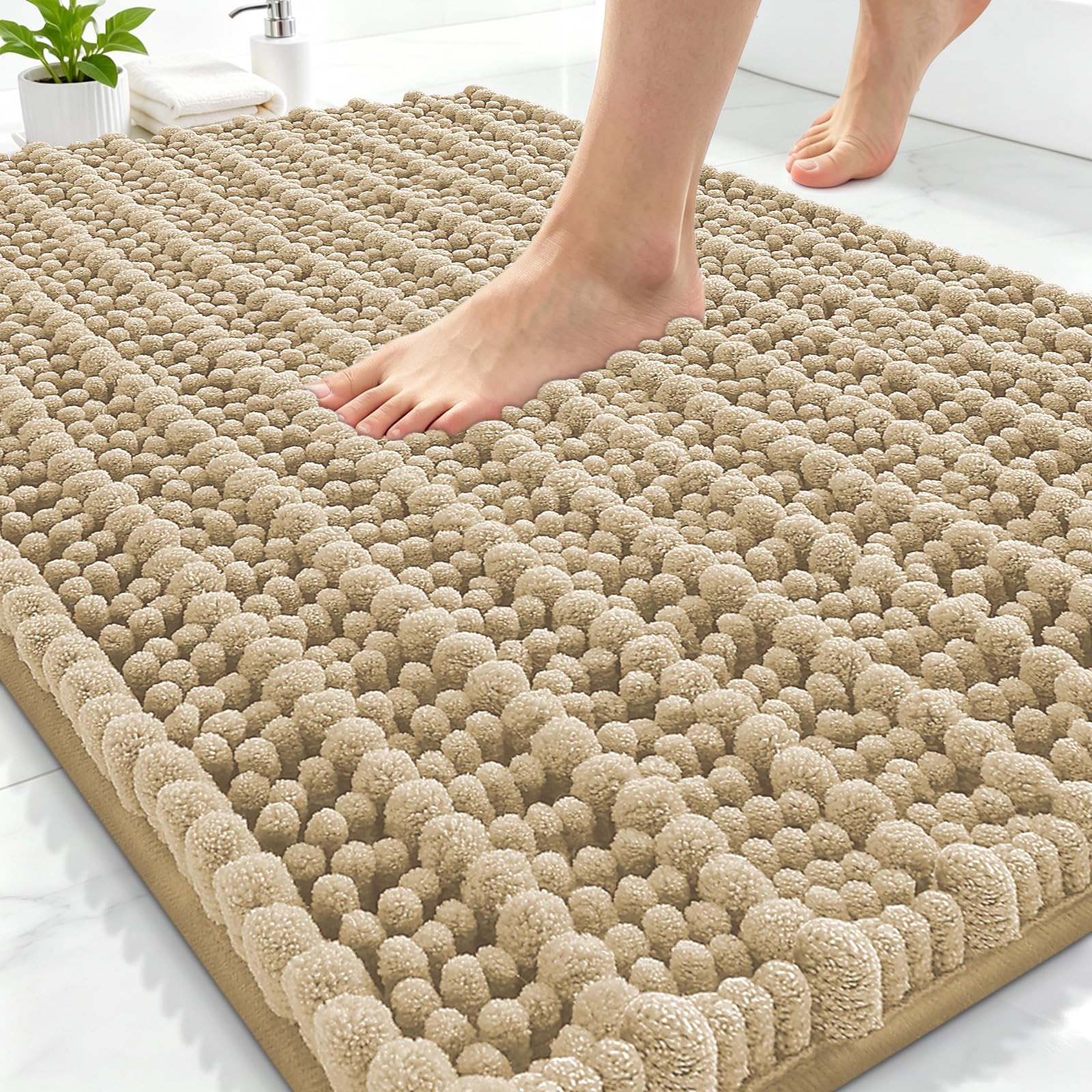 Smiry Bathroom Rugs 30X20, Extra Soft Rubber Backing Chenille Bath Mats