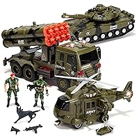 JOYIN 3 in 1 giocattolo per veicoli militari con sirena alimentata ad attrito con action figure