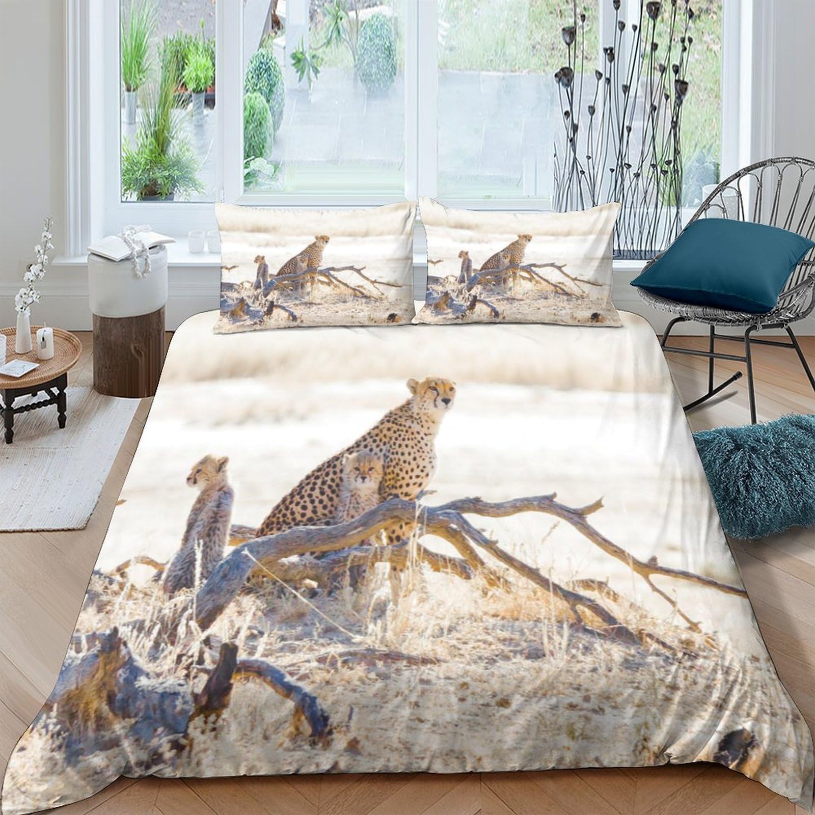 Ctjqhvkz Style-9 3D Printed Wildlife Safari Fitted Sheet Microfiber Soft Lion Forest Bed Cover For Bedroom Home Decor Easy Care Single（135X200cm）