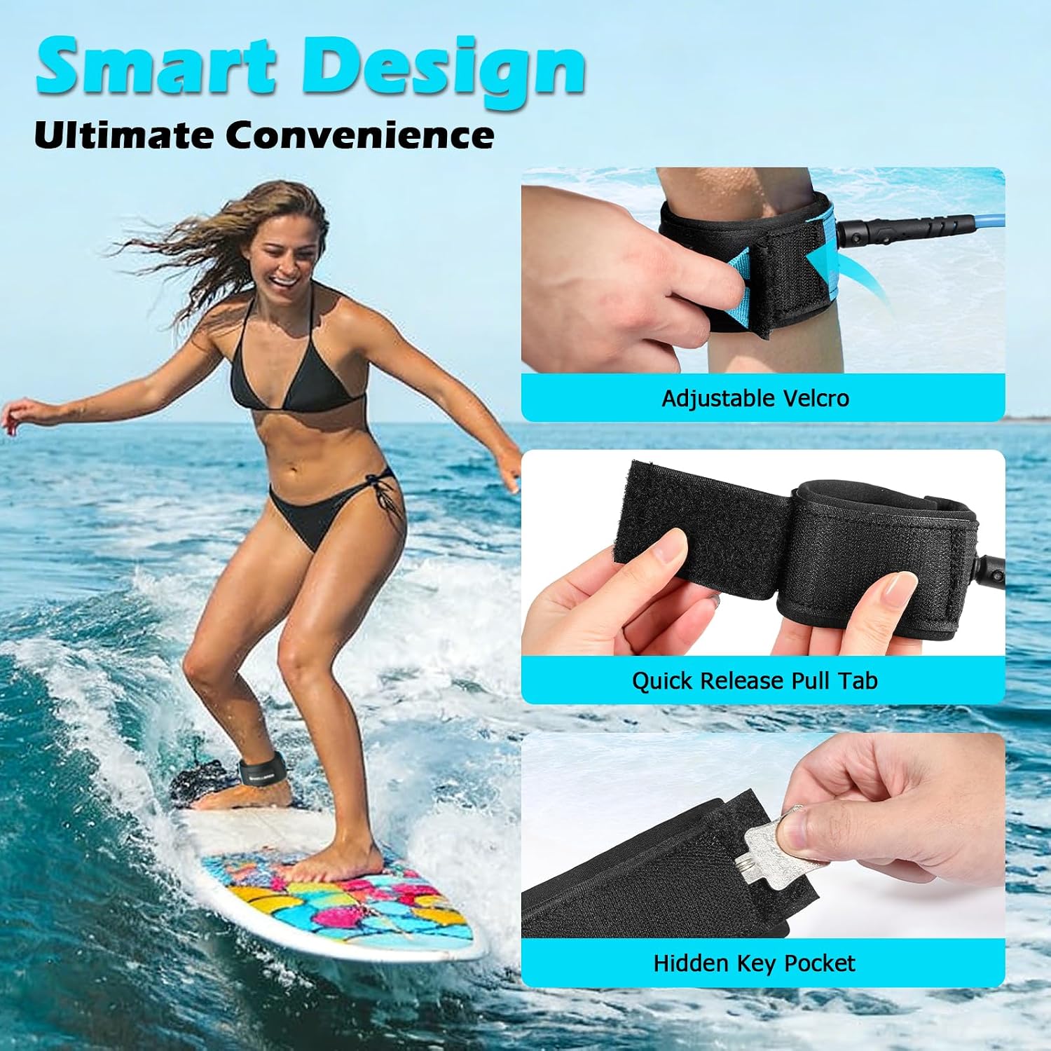 Mellbree Surfboard Leash, 10ft 7mm/6ft 5.5mm Premium Surf Leash SUP Leash, Double-Side Rotatable Wirst Paddleboard Rope Flexible for Leg Ankle Longboard Shortboard Boogie Board Stand-up Accessories