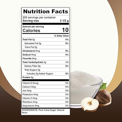 Miniatura 5 de Javamelts Paquetes de azúcar con sabor a avellana  Azúcar de caña pura para hornear, sustituto del jarabe de café, cócteles, té, sin OMG, sin