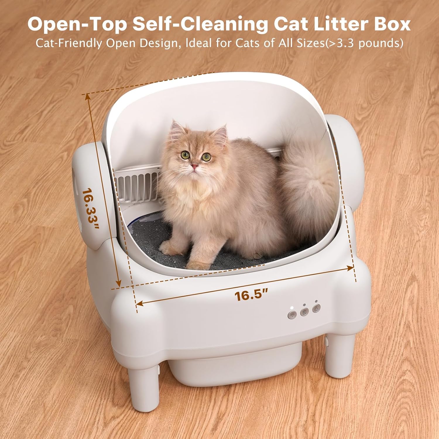 Self Cleaning Litter Box,Open Top Automatic Litter Box with App Control for Multiple Cats, Safety Sensors Protection, Odor Control Includes 2 roll Liners,Large Waste Bin, Cream White thumbnail