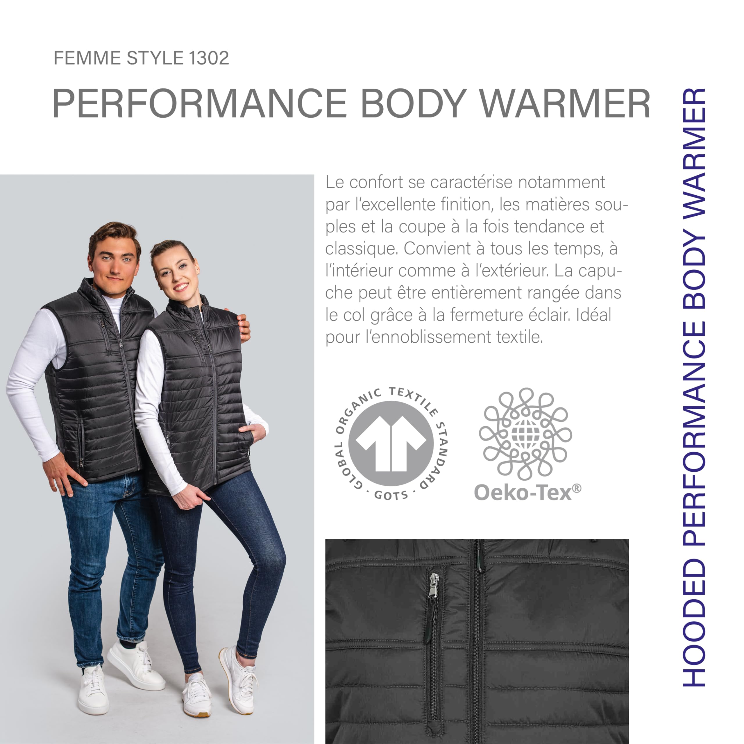 HRM Veste Chauffante à Capuche Performance pour Femmes I Gilet de Plein air, Commerce Équitable, 100 g/m² I en 100% Polyamide Léger et Résistant