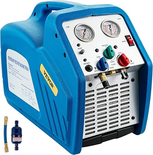 VEVOR Máquina de recuperación de refrigerante de doble cilindro de 1 HP - Recuperación de refrigerante HVAC de 115 V 60 Hz, máquina de recuperación