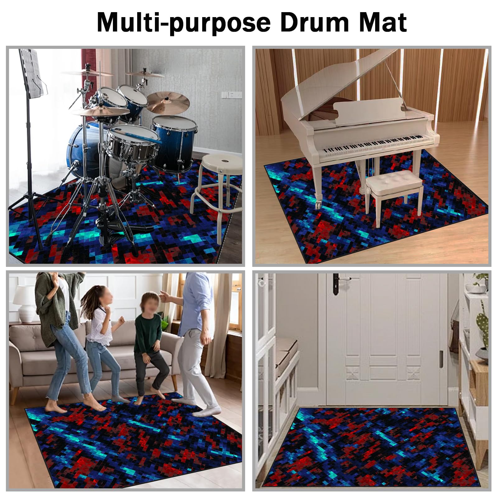 170 x 140 cm Dywan z baterią elektroniczną Dźwiękoszczelny Antypoślizgowy Dywan Pochłaniający Akustyczny Profesjonalna mata do instrumentów muzycznych do instrumentów muzycznych do gitary basowej