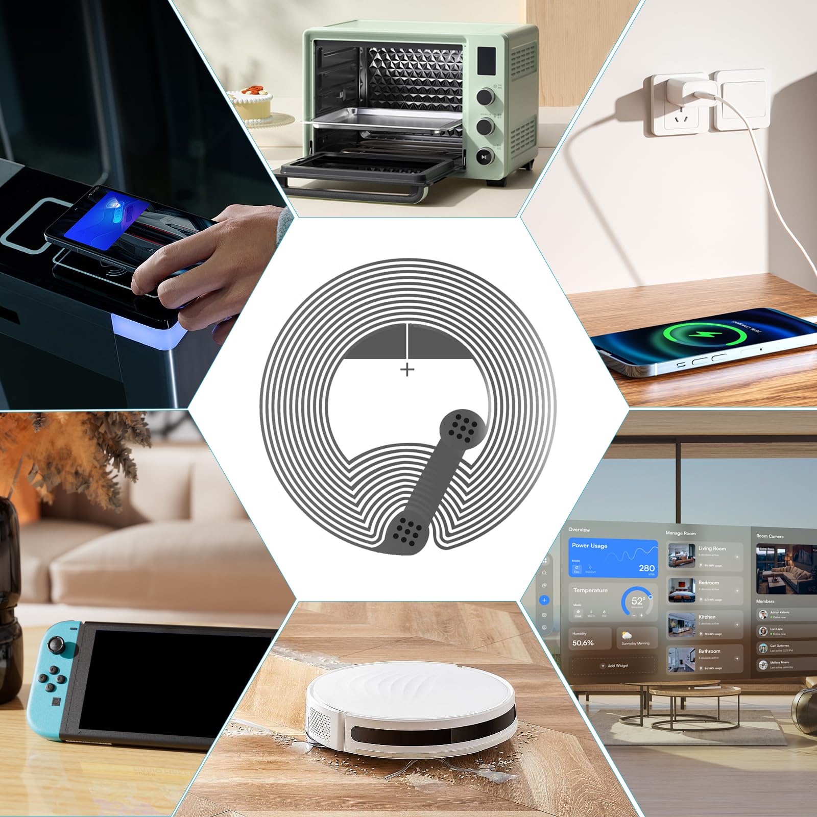 POFIBO 60 Adesivi NFC NTAG215 - Programmabili Per Smartphone, Con Chip Da 504 Byte