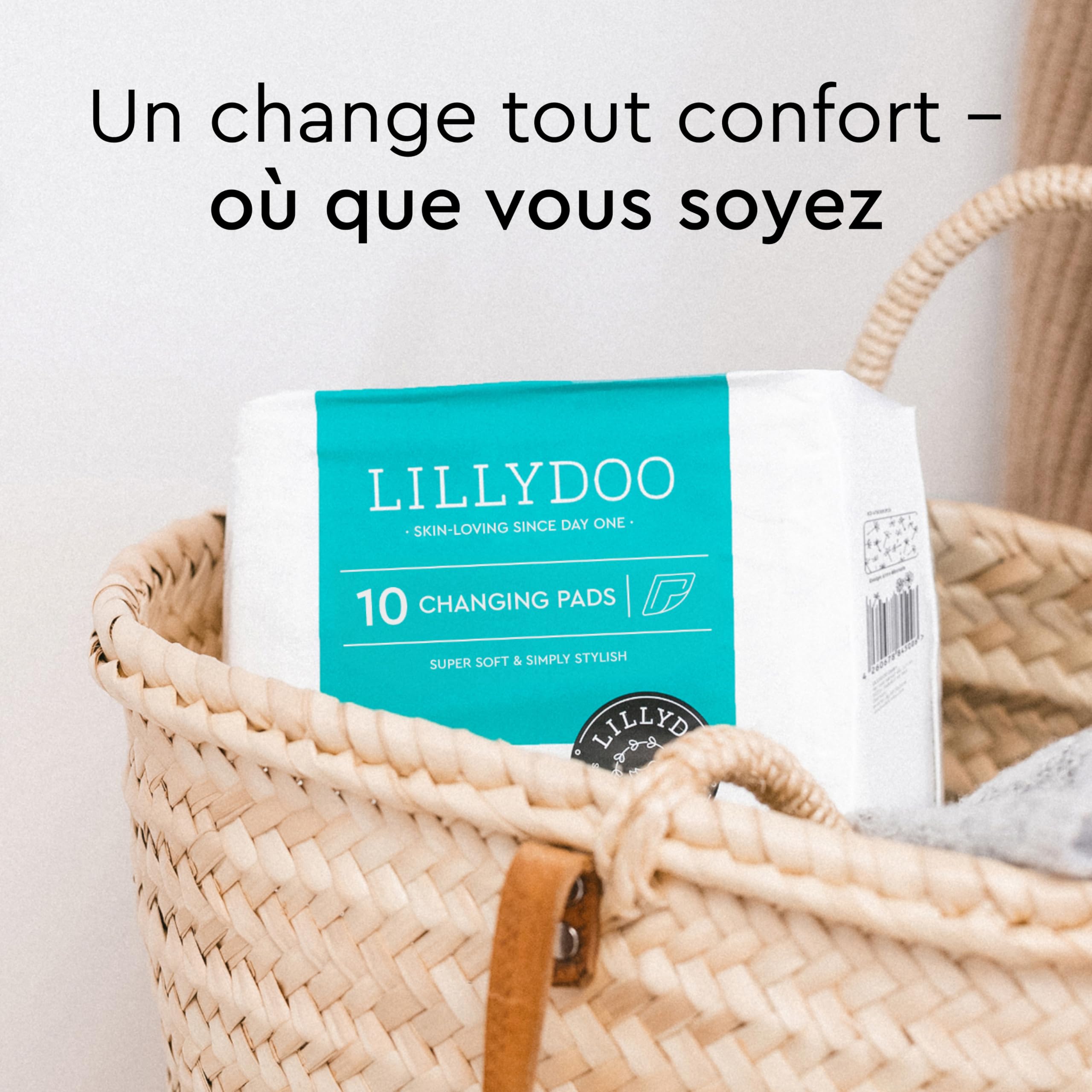 LILLYDOO Matelas à Langer Hypoallergéniques pour Bébé 60x60 cm, 50 pièces (5x10), Alèses Ultra-douces pour les Peaux Sensibles, Sans Parfum ni Lotion, Testés Dermatologiquement