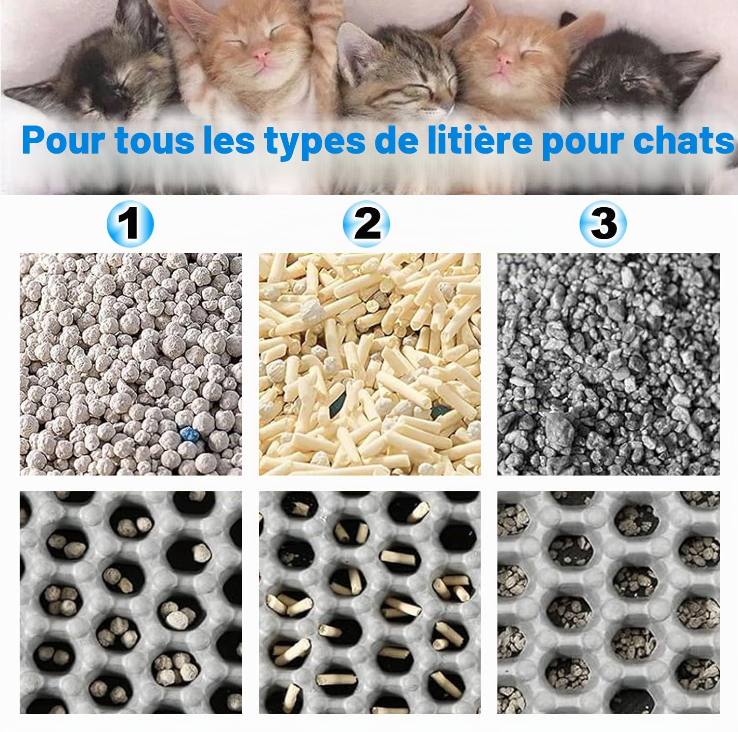 Tapis Litiere Chat xxl 90X60 CM Double Couche Conception en nid d'abeille, Tapis de Litière pour Chat Non Toxique EVA, Tapis Chat Litiere Antidérapante, Lmperméable Facile à Nettoyer Gris