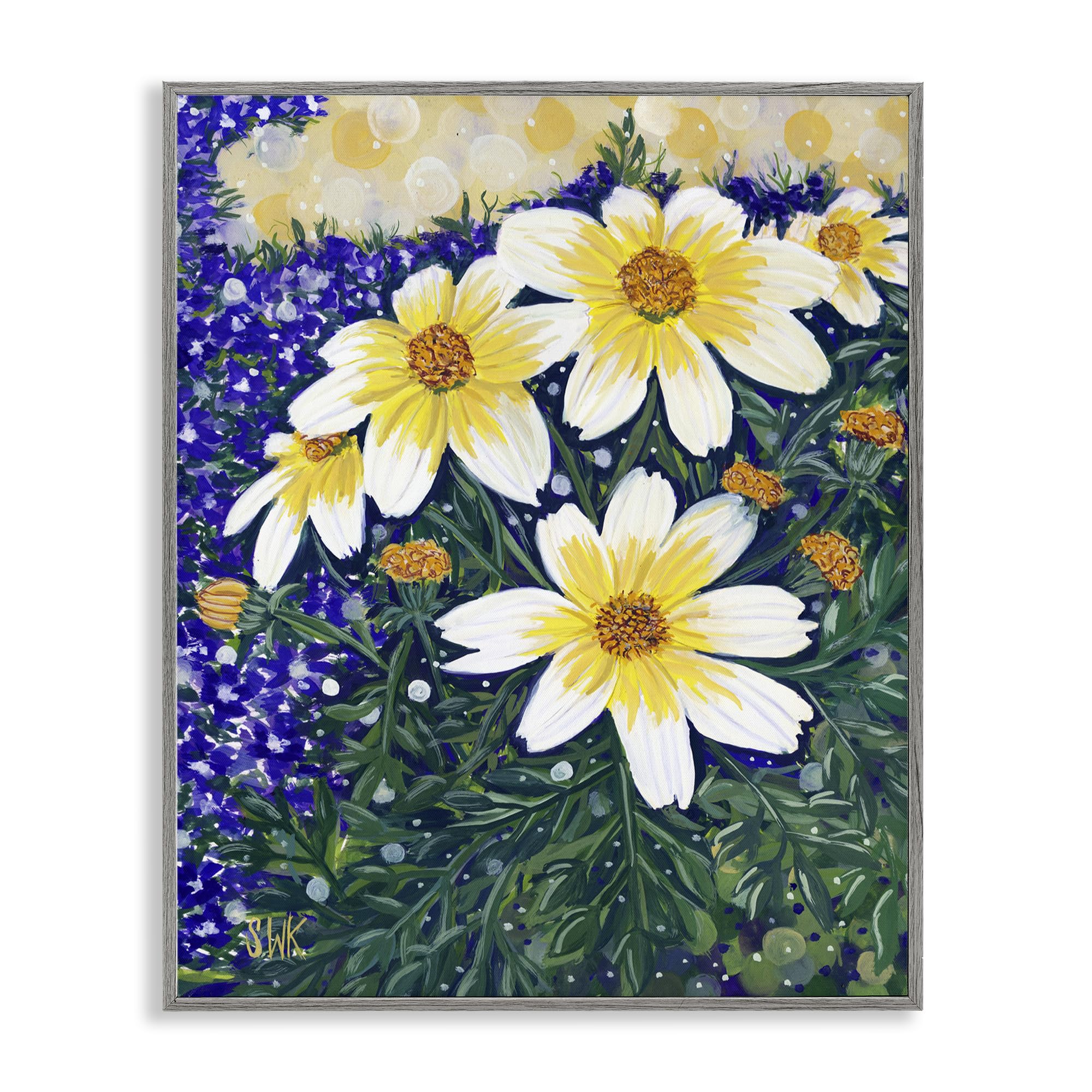 Stupell Industries Farmhouse Gray (Textured) Summer Garden Cosmos Floral, 24 X 30 Inch Framed Giclée Print